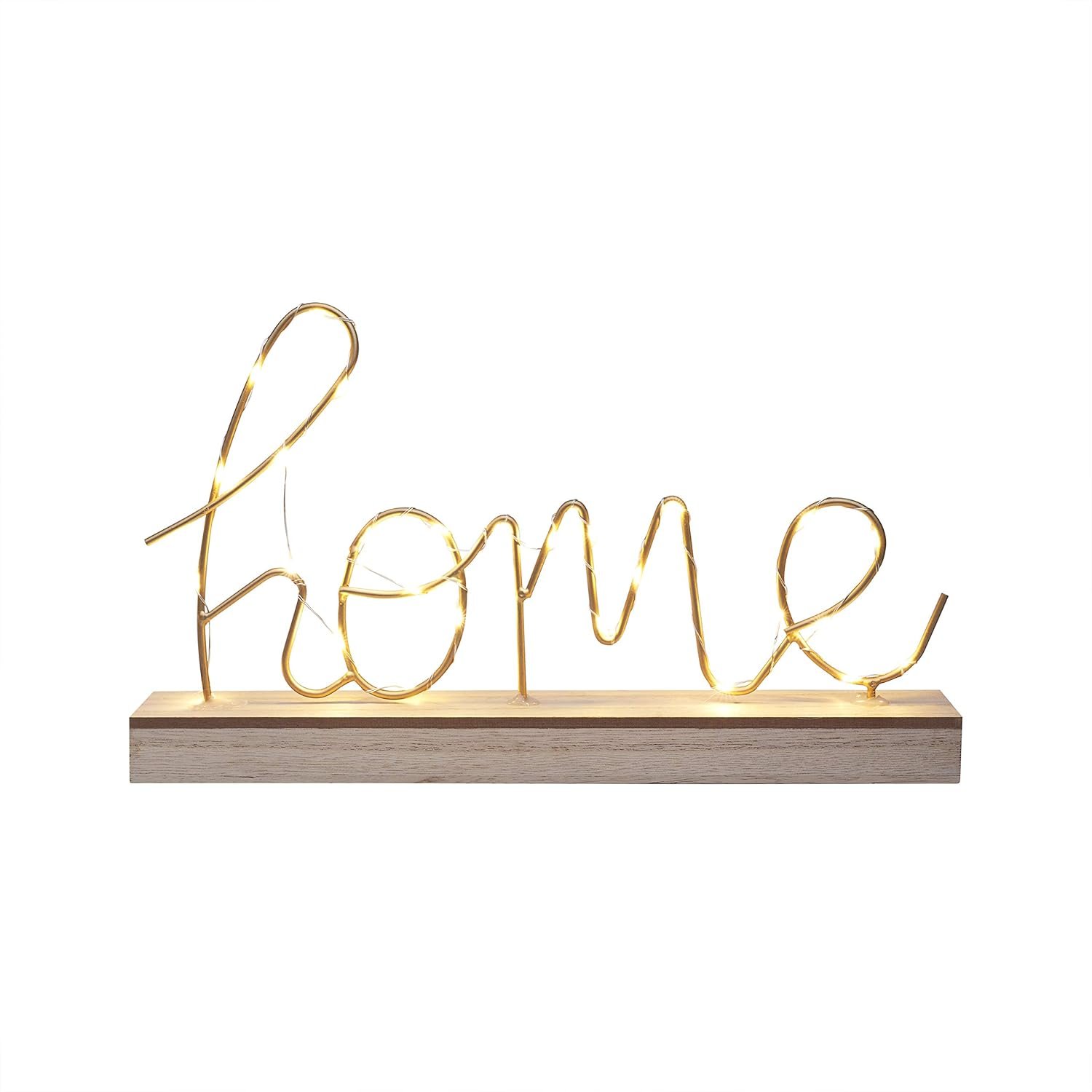 اباجورة ديكور بتصميم كلمة "Home" LED للعرض على سطح الترابيزة او الرف؛ قاعدة خشبية 14 بوصة مع حروف مضيئة ذهبية؛ ديكور لترابيزة لغرفة المعيشة وغرفة النوم والانتريه؛ تعمل بالبطارية - صورة 3