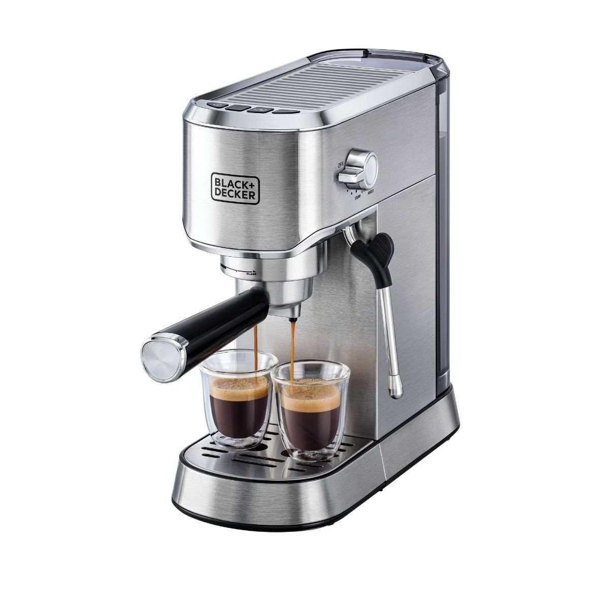 ماكينة اسبريسو بلاك اند ديكر ، سعة 1 لتر ، 2 كوب ، فضي - ECM150-B5