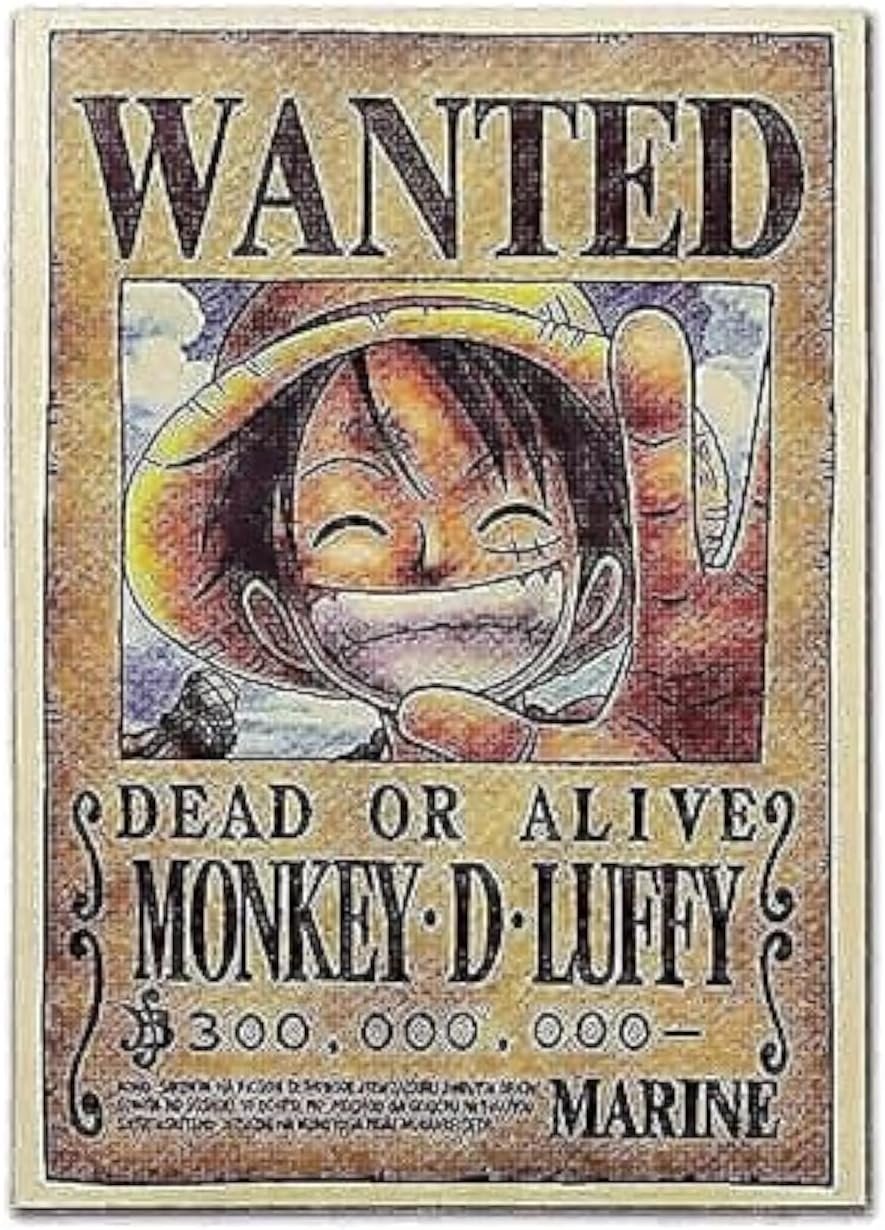 بوستر شخصية مونكي دي لوفي مع عبارة Wanted من انيمي ون بيس، بوستر ديكور حائط للمنزل، قطعة واحدة