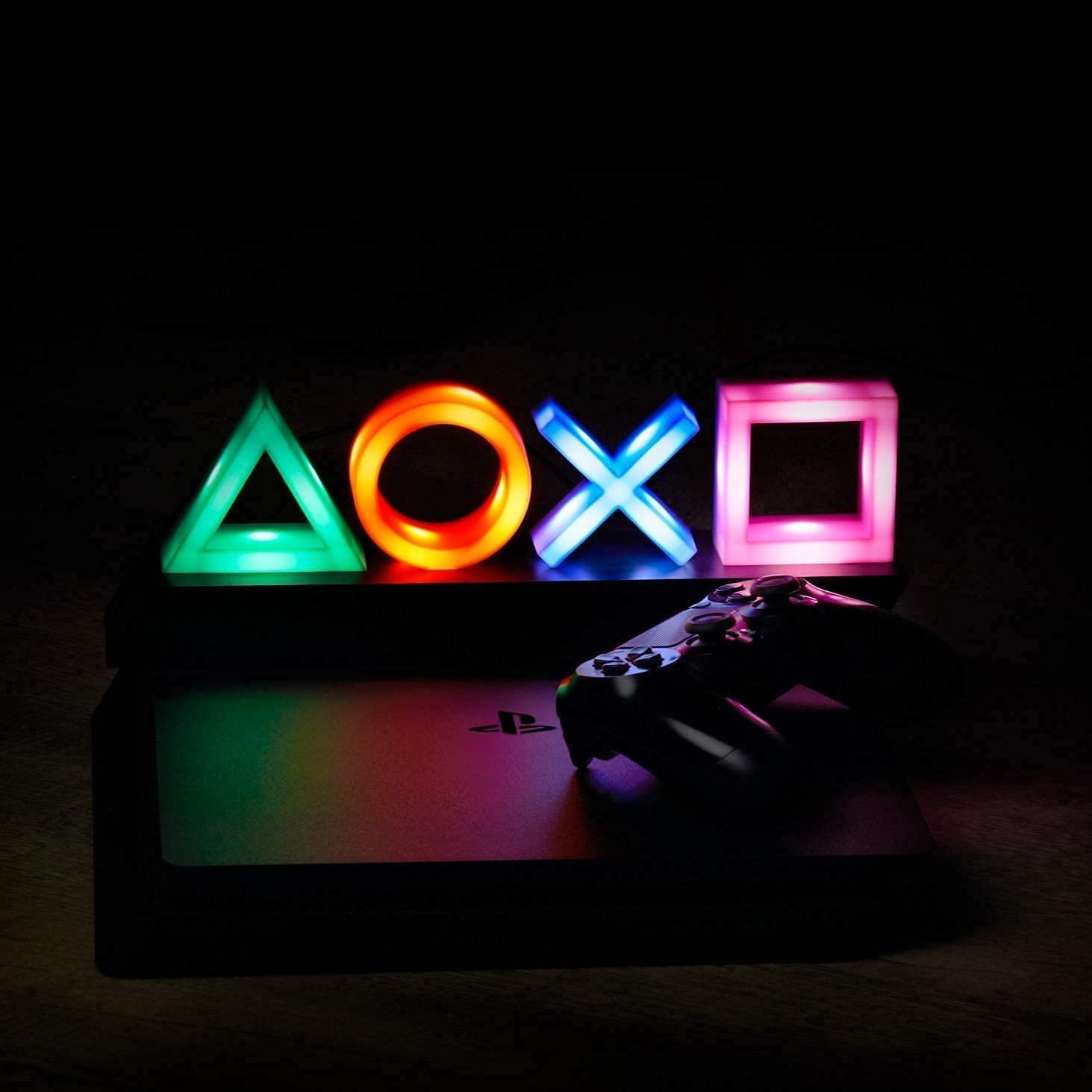 لافتات نيون بتصميم ايقونات بلاي ستيشن لغرفة النوم وديكور الحائط تعلم بمنفذ USB، اضاءة LED نيون بايقونات بلاي ستيشن 5 لغرفة الالعاب والمعيشة والمراهقين