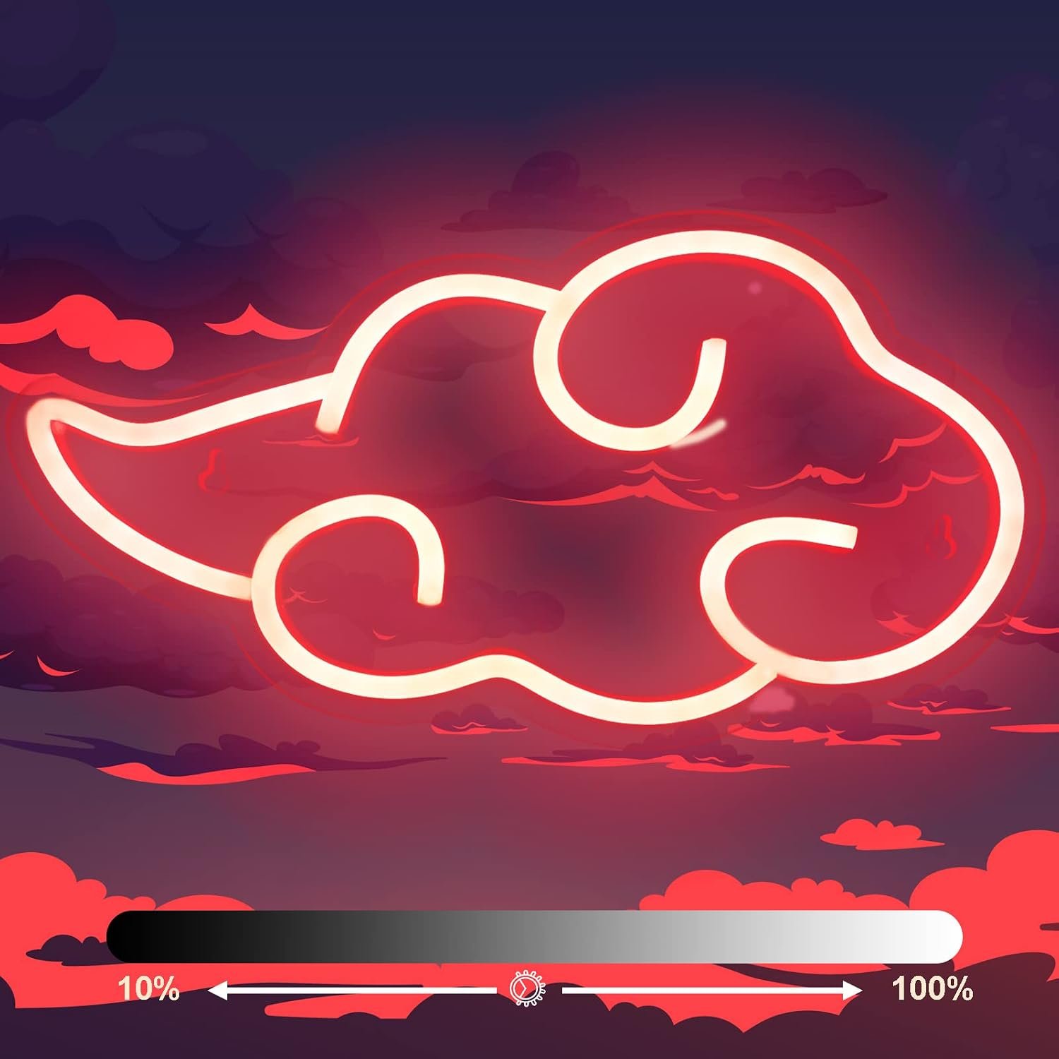 لافتة نيون بتصميم سحابة مستوحاة من الانمي لديكور الجدران تتميز بإضاءة ليد قوية وقابلة للتعديل تعمل عبر منفذ USB لتزيين غرف النوم وغرف الألعاب والصالات وإضفاء جو احتفالي للشباب...