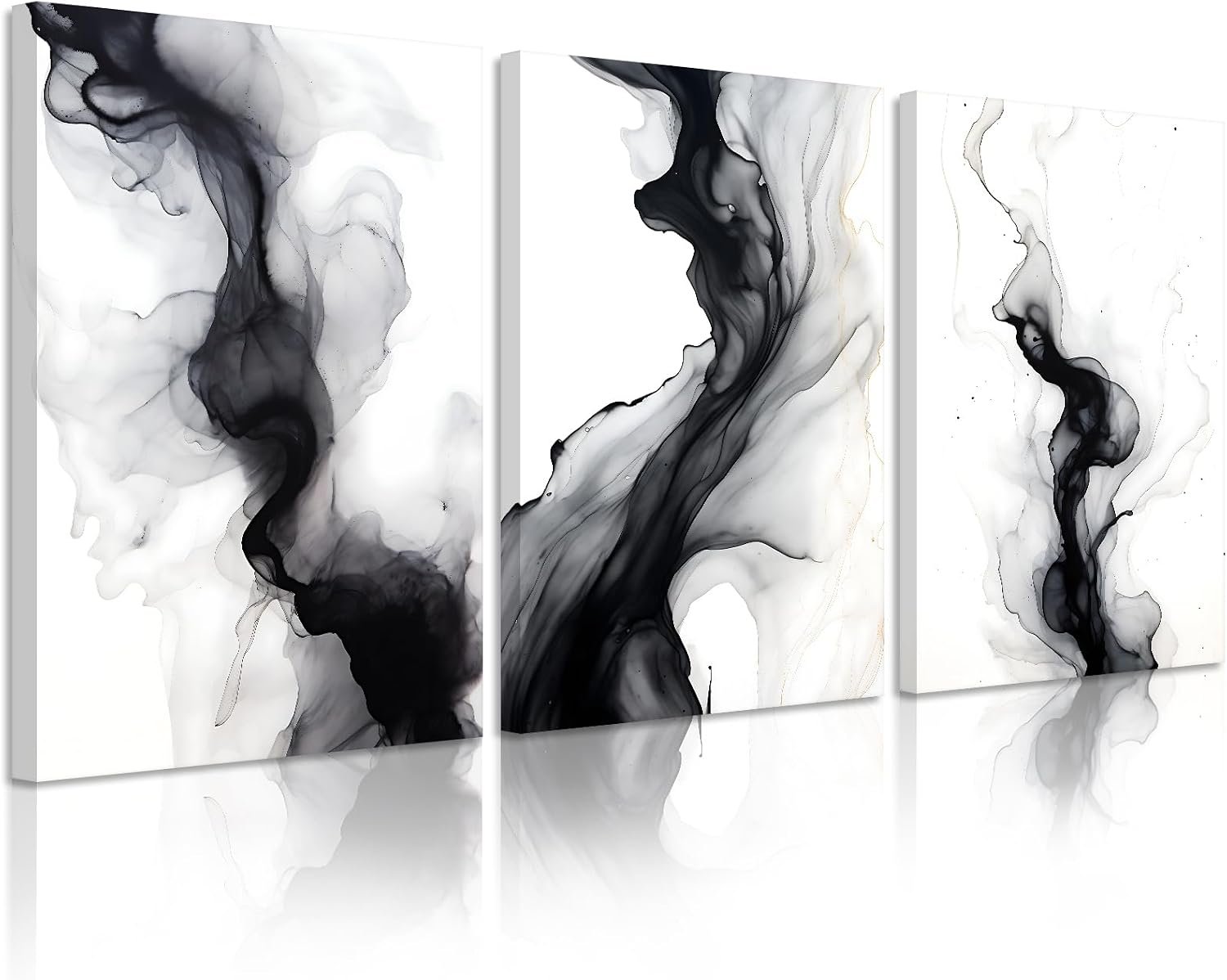 لوحات جدارية تجريدية، طباعة فنية لغرفة النوم والمعيشة، باللونين الأسود والأبيض، مقاس 30.48 × 40.64 سم، مجموعة من 3 قطع