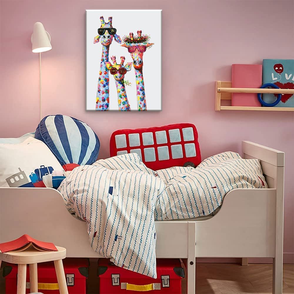 لوحات جدارية من أكوتاك، كانفاس برينت لغرفة الأطفال بتصميم زرافات جميلة، مقاس 40.64 × 30.48 سم، قطعة واحدة - صورة 4
