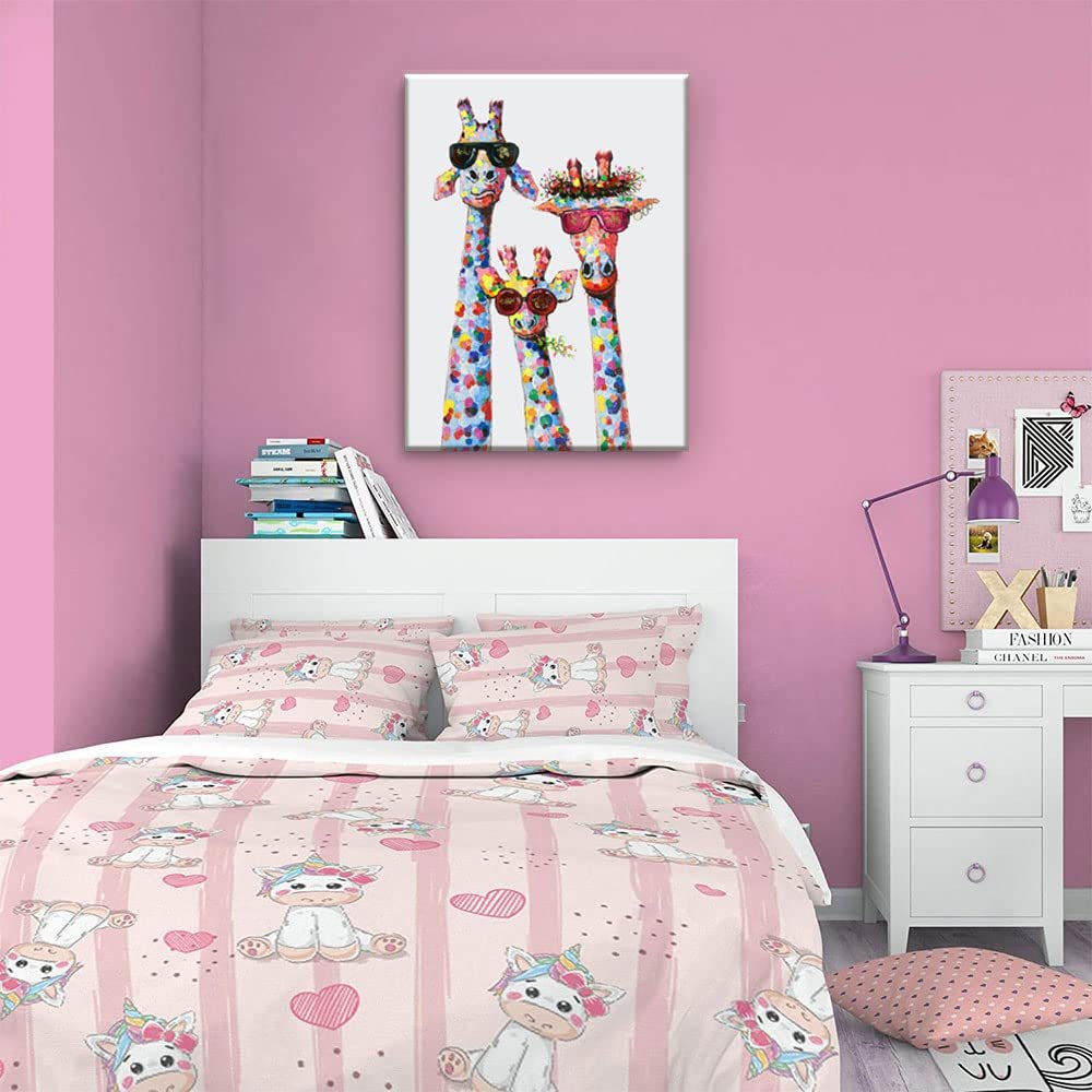 لوحات جدارية من أكوتاك، كانفاس برينت لغرفة الأطفال بتصميم زرافات جميلة، مقاس 40.64 × 30.48 سم، قطعة واحدة - صورة 6