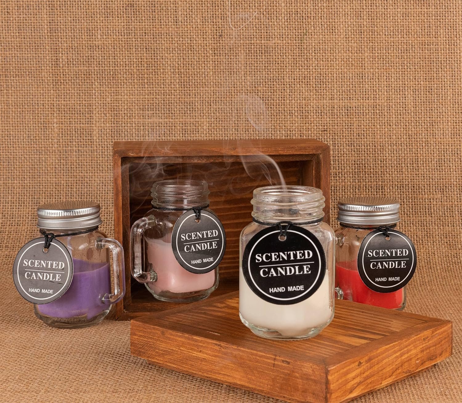 شمعة معطرة من شمع الصويا على شكل برطمان ماسون شفاف، هدية مثالية للنساء وديكور المنزل واعياد الميلاد والديوالي والمهرجانات والمناسبات او اي مناسبة (وردي) - صورة 2