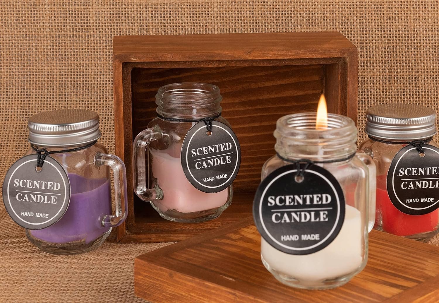 شمعة معطرة من شمع الصويا على شكل برطمان ماسون شفاف، هدية مثالية للنساء وديكور المنزل واعياد الميلاد والديوالي والمهرجانات والمناسبات او اي مناسبة (وردي) - صورة 6