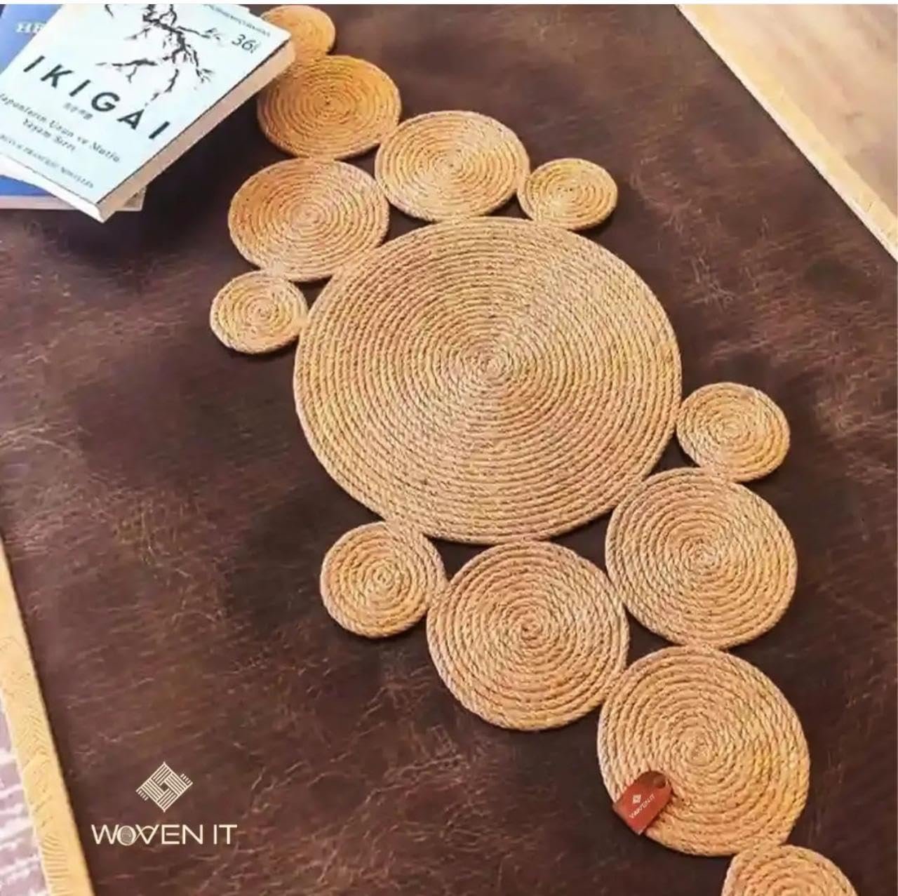 مفرش طاولة من ووفن ات، 1.1 م × 35 × 1 سم - صورة 2