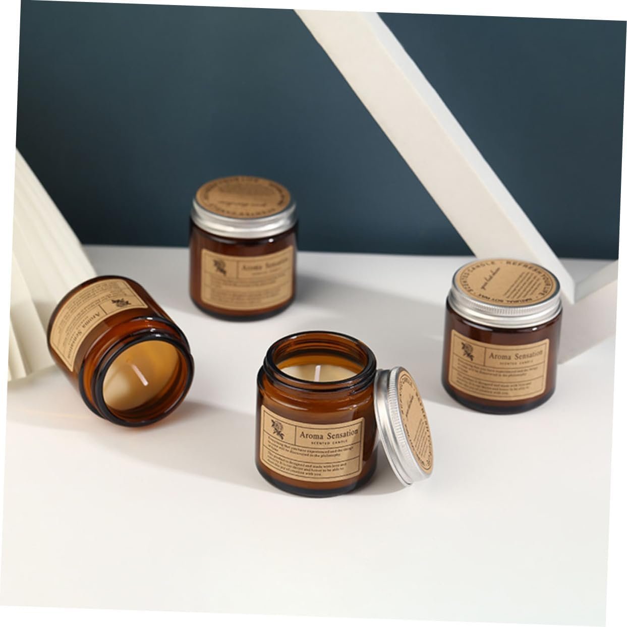 شمعة معطرة برائحة خشب الصندل والورد، شمعة علاج عطري مزخرفة بدون دخان للحفلات المنزلية والمهرجانات والأجواء الرومانسية، شمع نباتي مصنوع يدويًا، ضوء شاي صغير - صورة 4