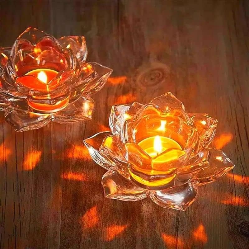 حامل شموع زجاجي شفاف من الكريستال البوذي - صورة 5