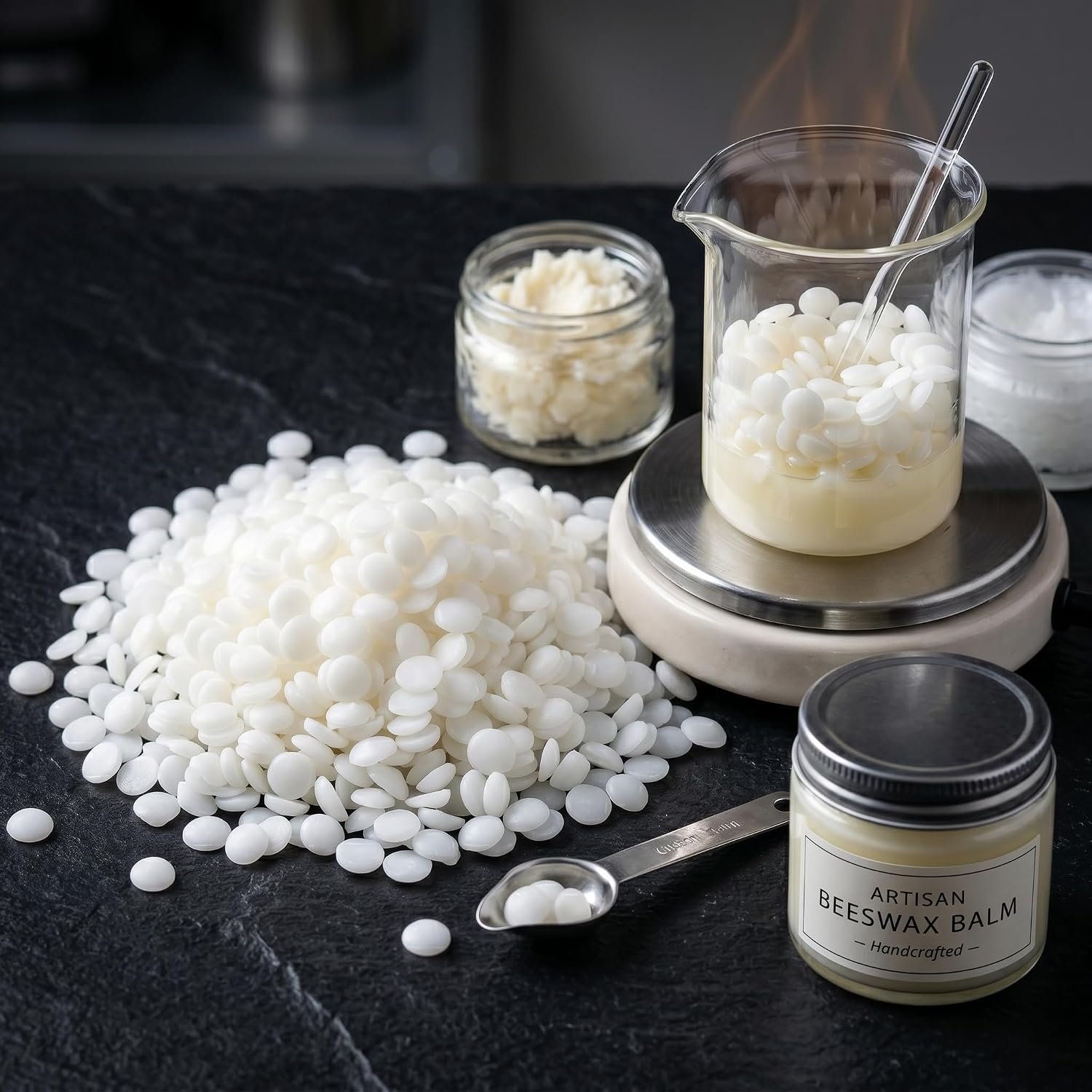 شمع عسل طبيعي حبيبات بيضاء للنحل – خام نقي لصناعة الشموع والصابون ومستحضرات التجميل – Beeswax Pellets عالي الجودة – متوفر نصف كيلو / 1 كيلو / 1.5 كيلو (500 جرام) - صورة 5