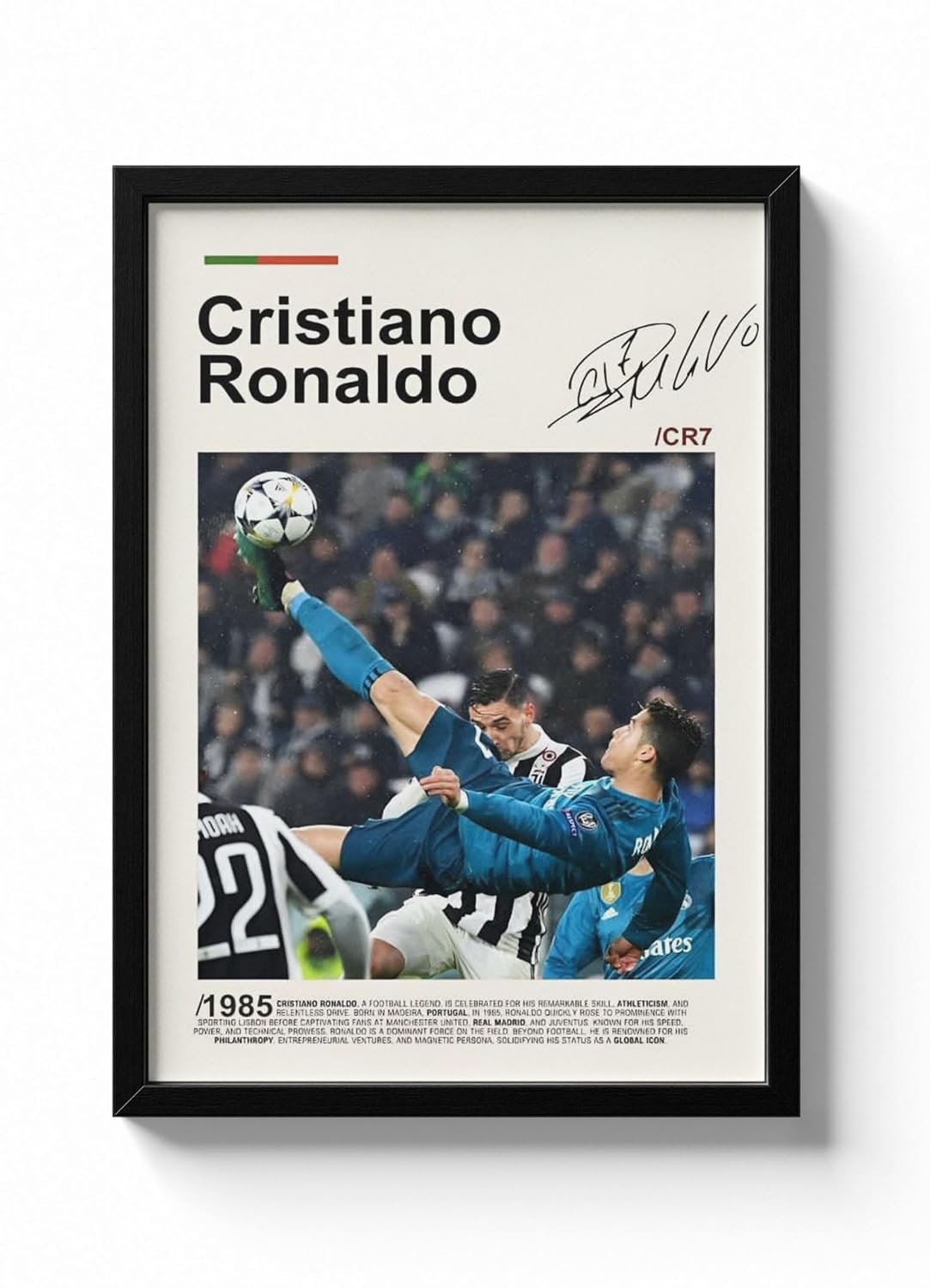 سي بوستر لكريستيانو رونالدو CR7 في أروع إنجازاته التاريخية في نادى ريال مدريد، بإطار عصري بتصميم رياضي 40 × 30 سم، أسود - صورة 6