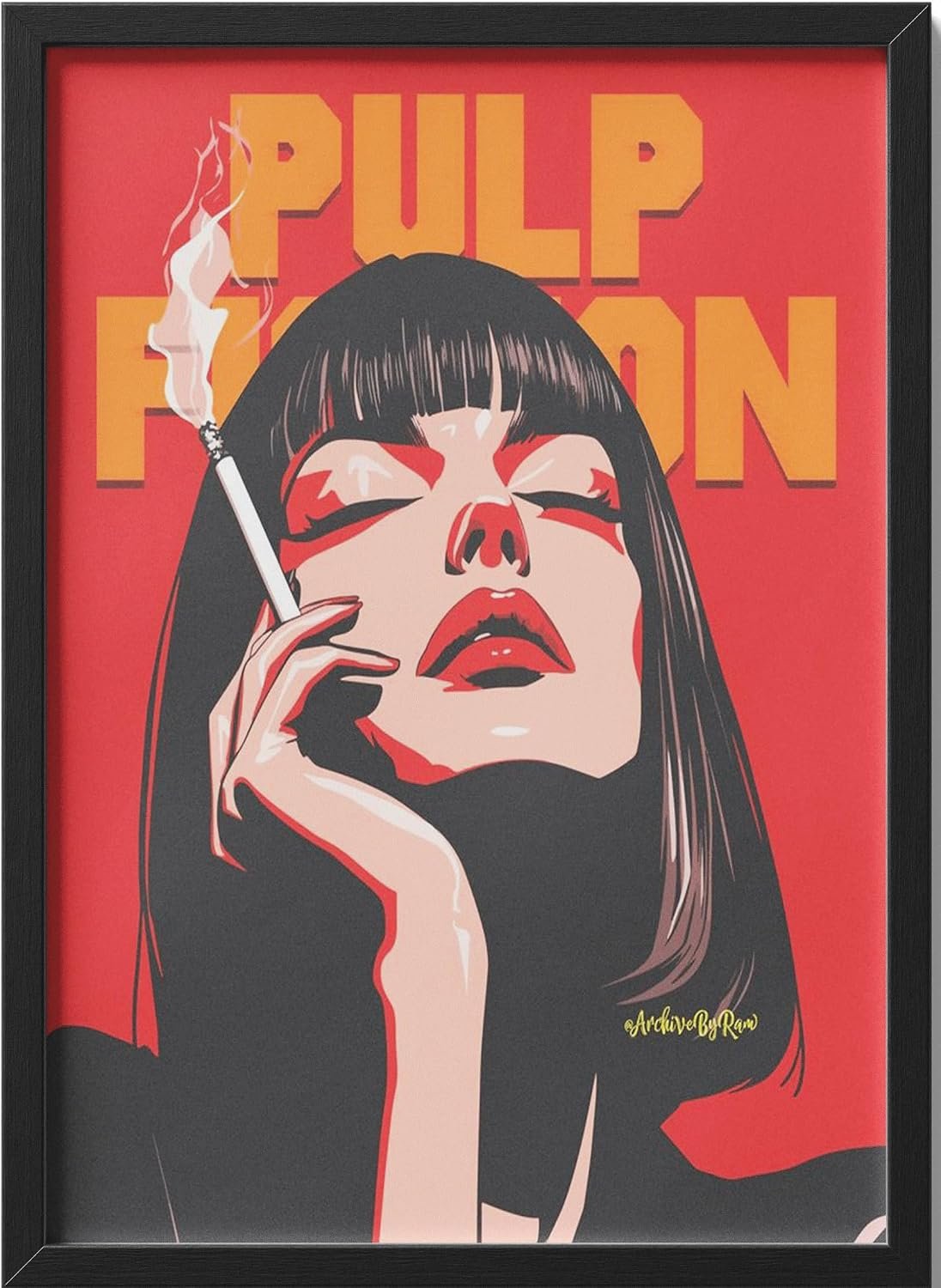 Pulpp Fiction Retro Poster – Iconic Minimalist Smoking Art Print with Black Frame – 40×30 cm Wall Art - صورة 5