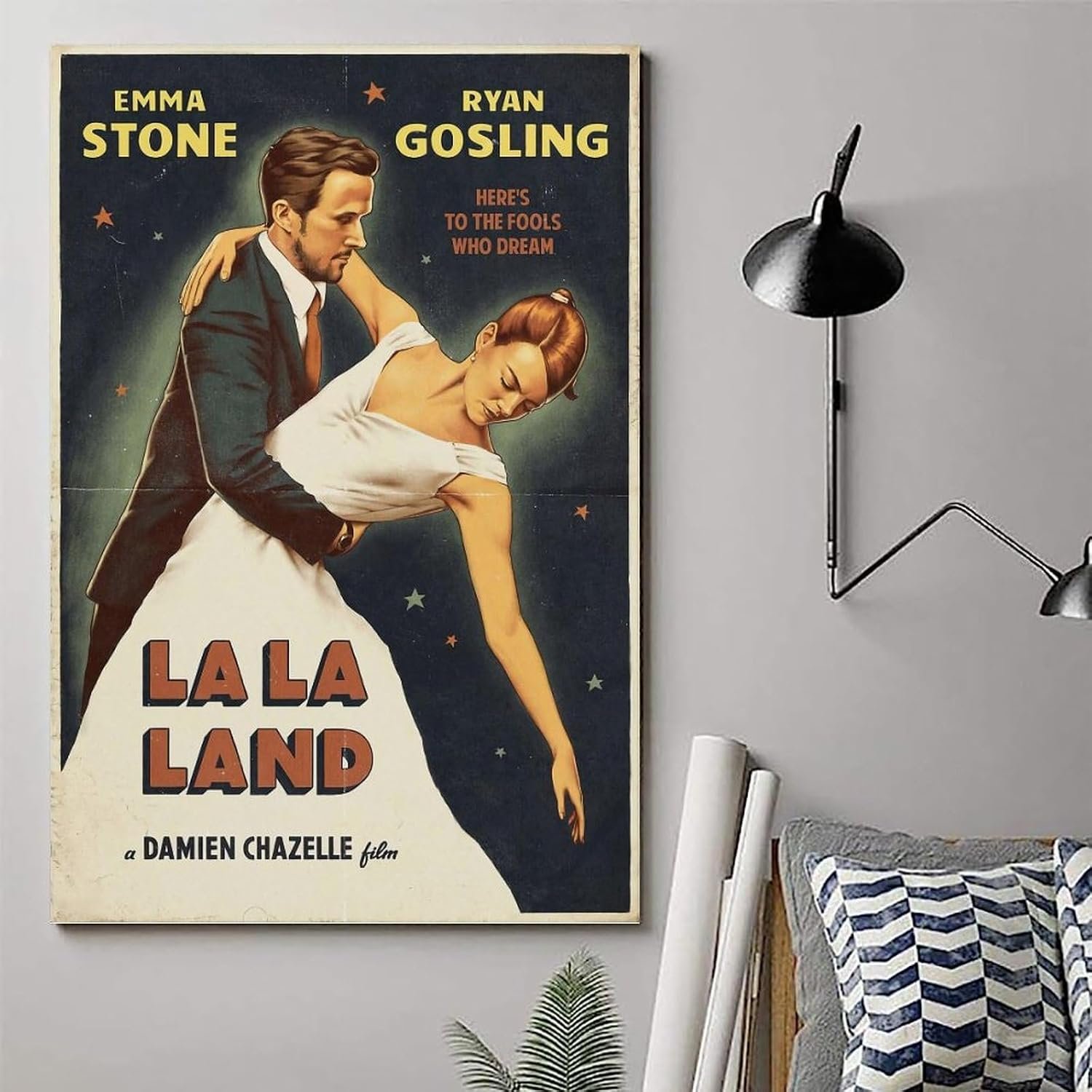 بوستر بتصميم الفيلم الموسيقي لا لا لاند لتزيين غرفة النوم من القماش (30 سم × 45 سم) - صورة 6