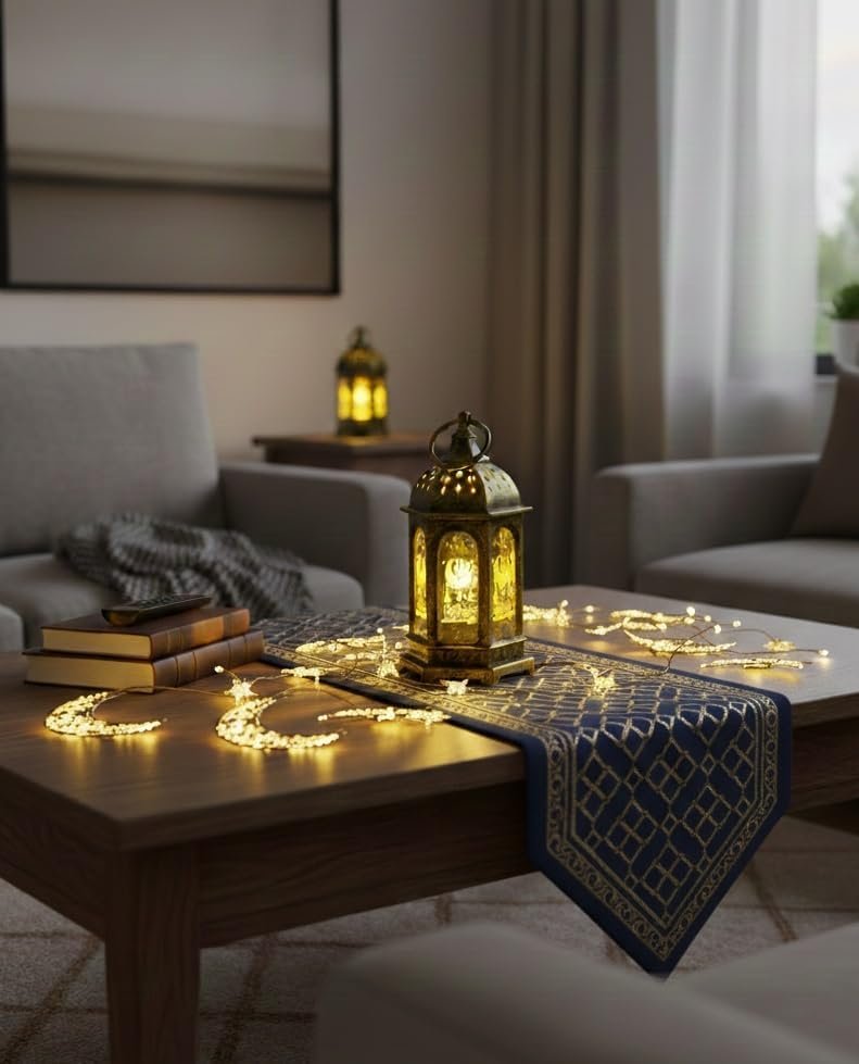 فانوس رمضان صغير فينتاج من ستيلار ستورز، فانوس صغير مزخرف عتيق، فانوس ديكور لسطح الطاولة لرمضان والعيد (ذهبي) - صورة 5