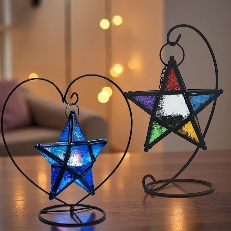فوانيس رمضان مغربية بستة نظارات ملونة، 30 سم - صورة 3
