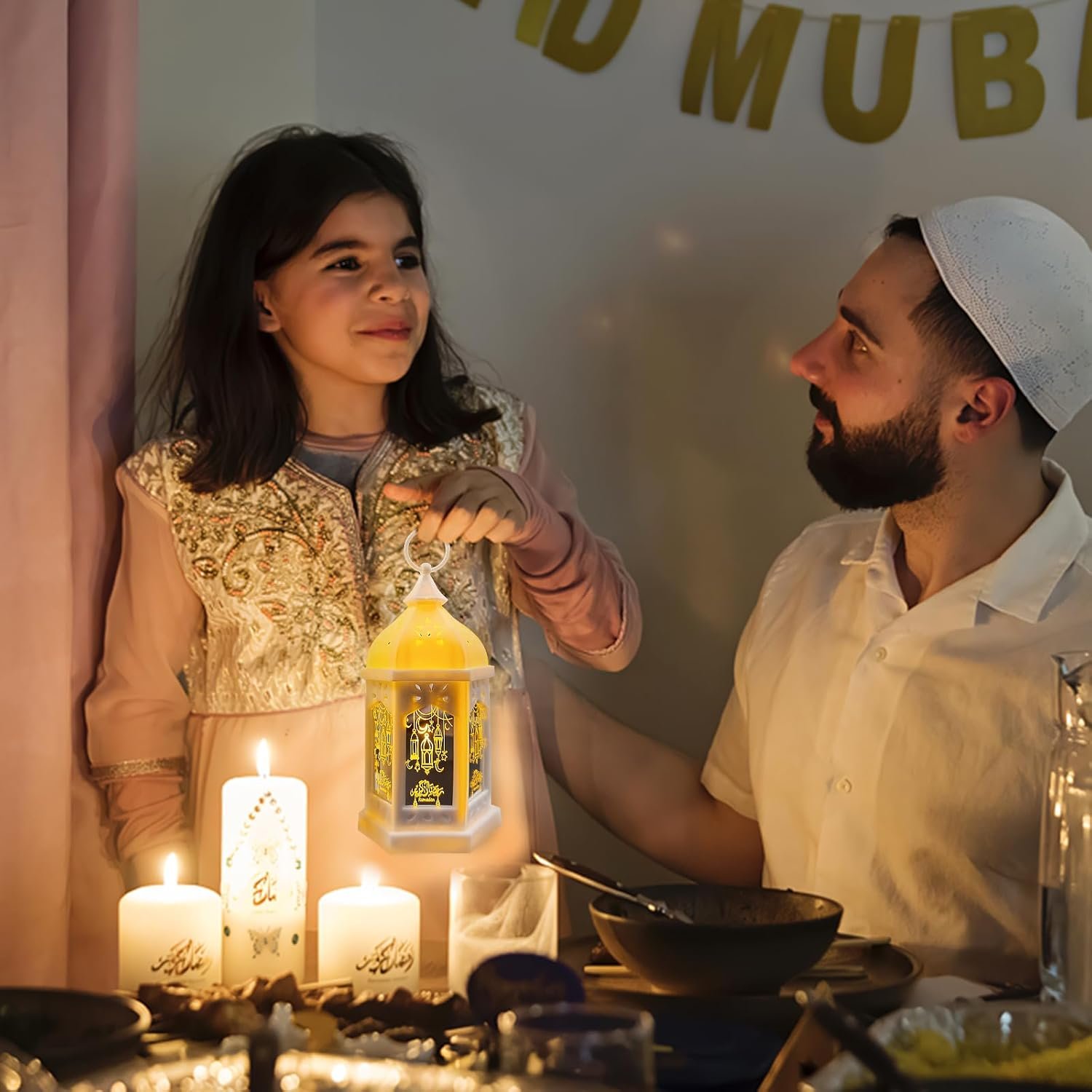 مجموعة فوانيس رمضان من كابيست، ديكورات رمضان للمنزل والطاولة والحائط والأماكن الخارجية، هدايا رمضان للأطفال، ديكور رمضان بطول 20 سم، 2 قطعة - صورة 2