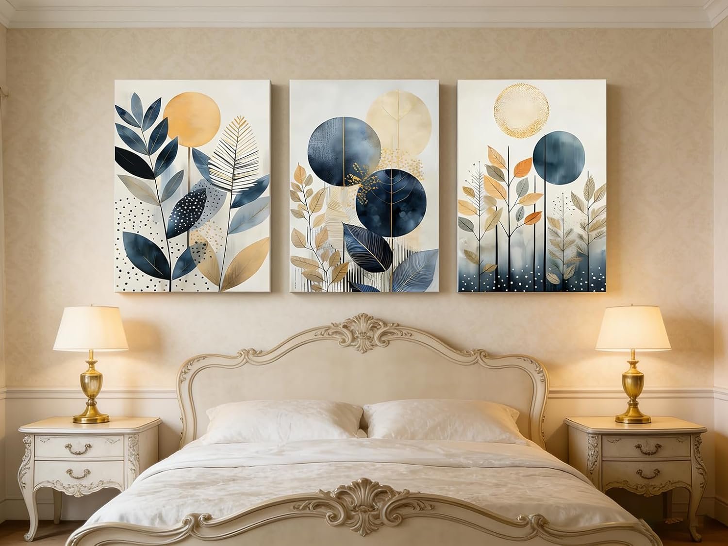 PIGPIGFLY Modern Canvas Picture Set 3-Piece 30 x 40 cm with Wooden Frame - Wall Pictures for Living Room & Bedroom, Abstract Pictures and Wall Decoration - صورة 4
