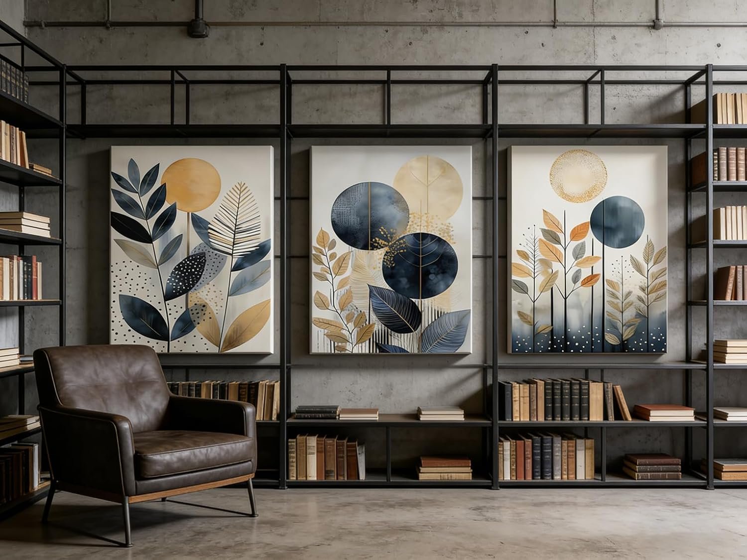 PIGPIGFLY Modern Canvas Picture Set 3-Piece 30 x 40 cm with Wooden Frame - Wall Pictures for Living Room & Bedroom, Abstract Pictures and Wall Decoration - صورة 6