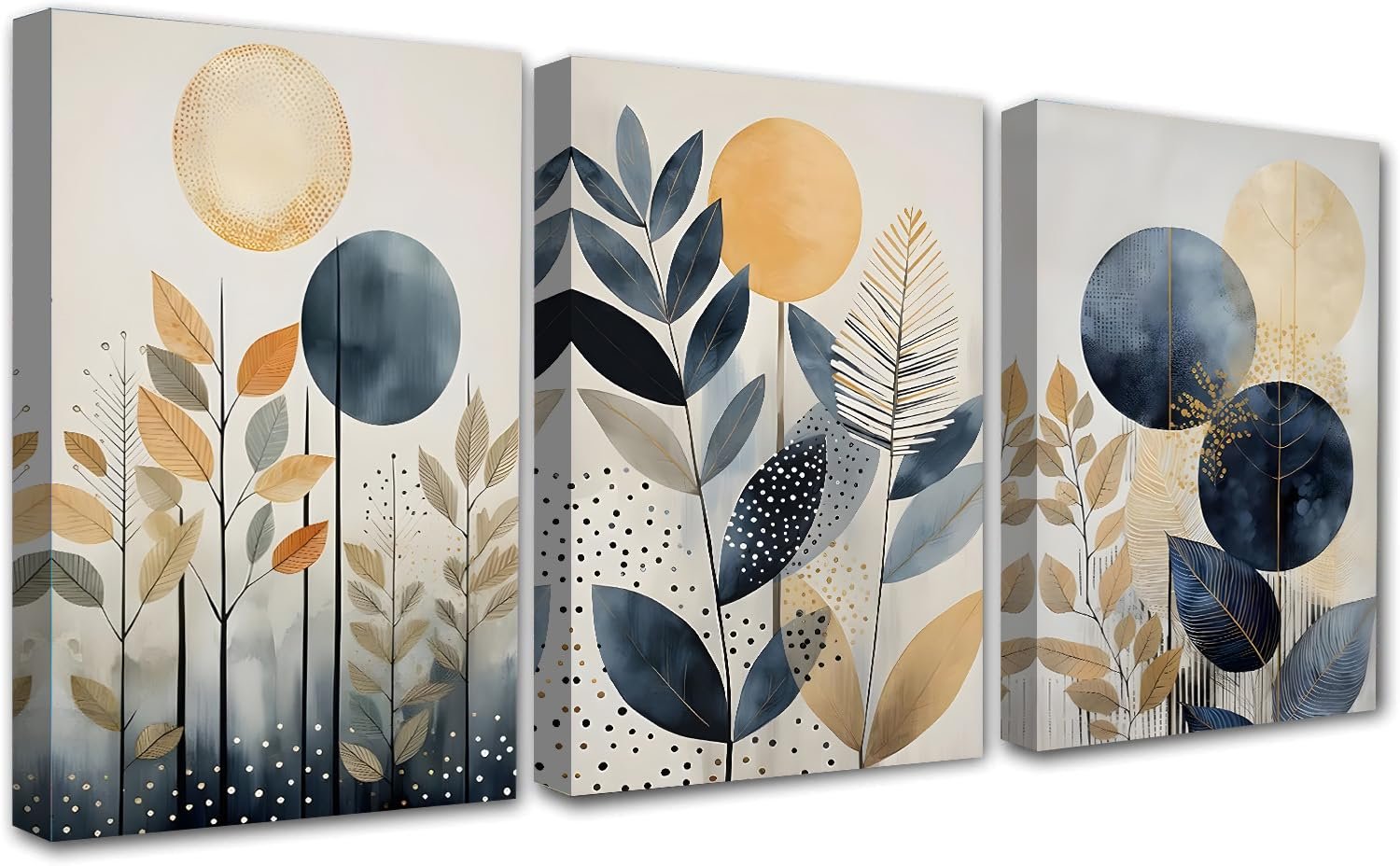 PIGPIGFLY Modern Canvas Picture Set 3-Piece 30 x 40 cm with Wooden Frame - Wall Pictures for Living Room & Bedroom, Abstract Pictures and Wall Decoration - صورة 10