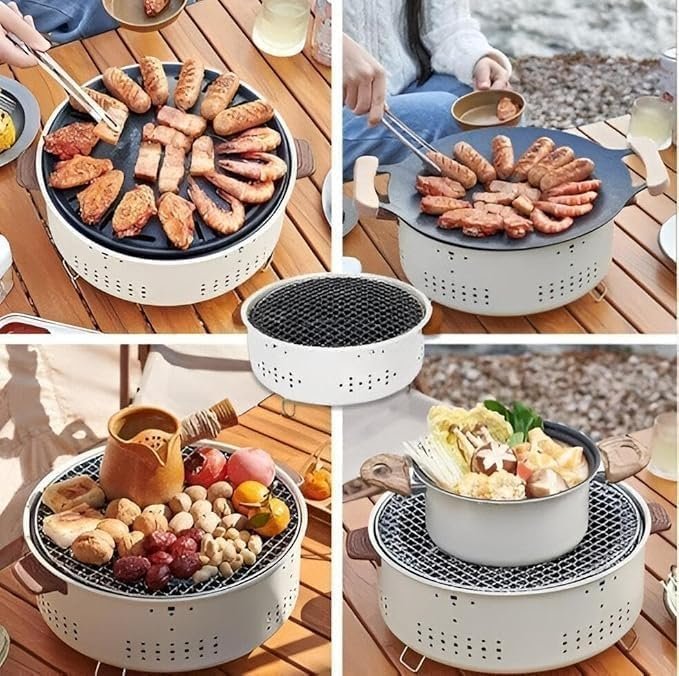 Portable Charcoal Grill Multipurpose Efficient Mini Charcoal Grill with Dense Grill Net for Healthy Smoke-Free Design, Lightweight and Portable for Outdoor Picnics and Camping - صورة 11