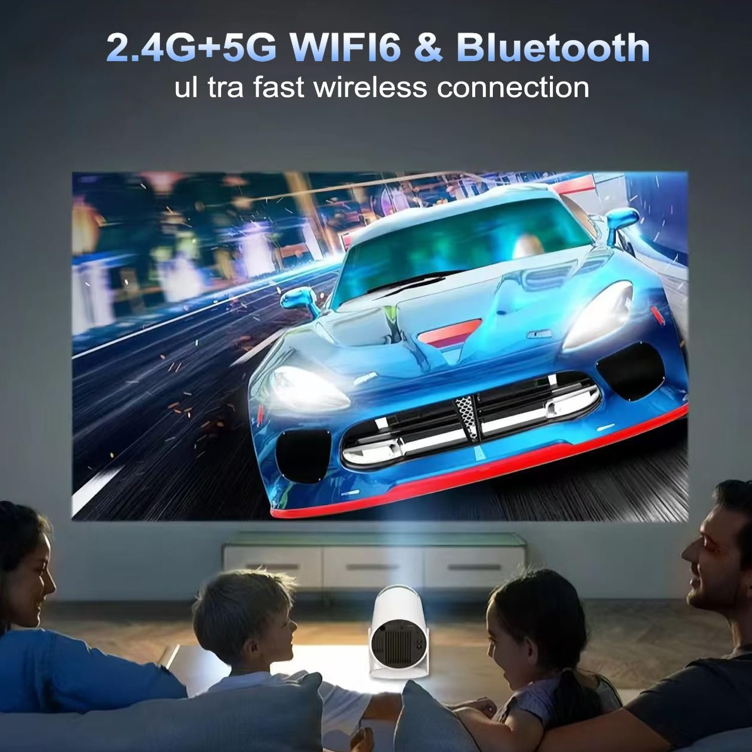 جهاز بروجكتور صغير محمول 4K 1080P FHD متوافق مع اندرويد 11 ونتفليكس يدعم واي فاي 6، بلوتوث 5.0، دوران 180 درجة، جهاز بروجكتور للعرض المسرح المنزلي الصغير مع تصحيح تلقائي للانحراف - صورة 6