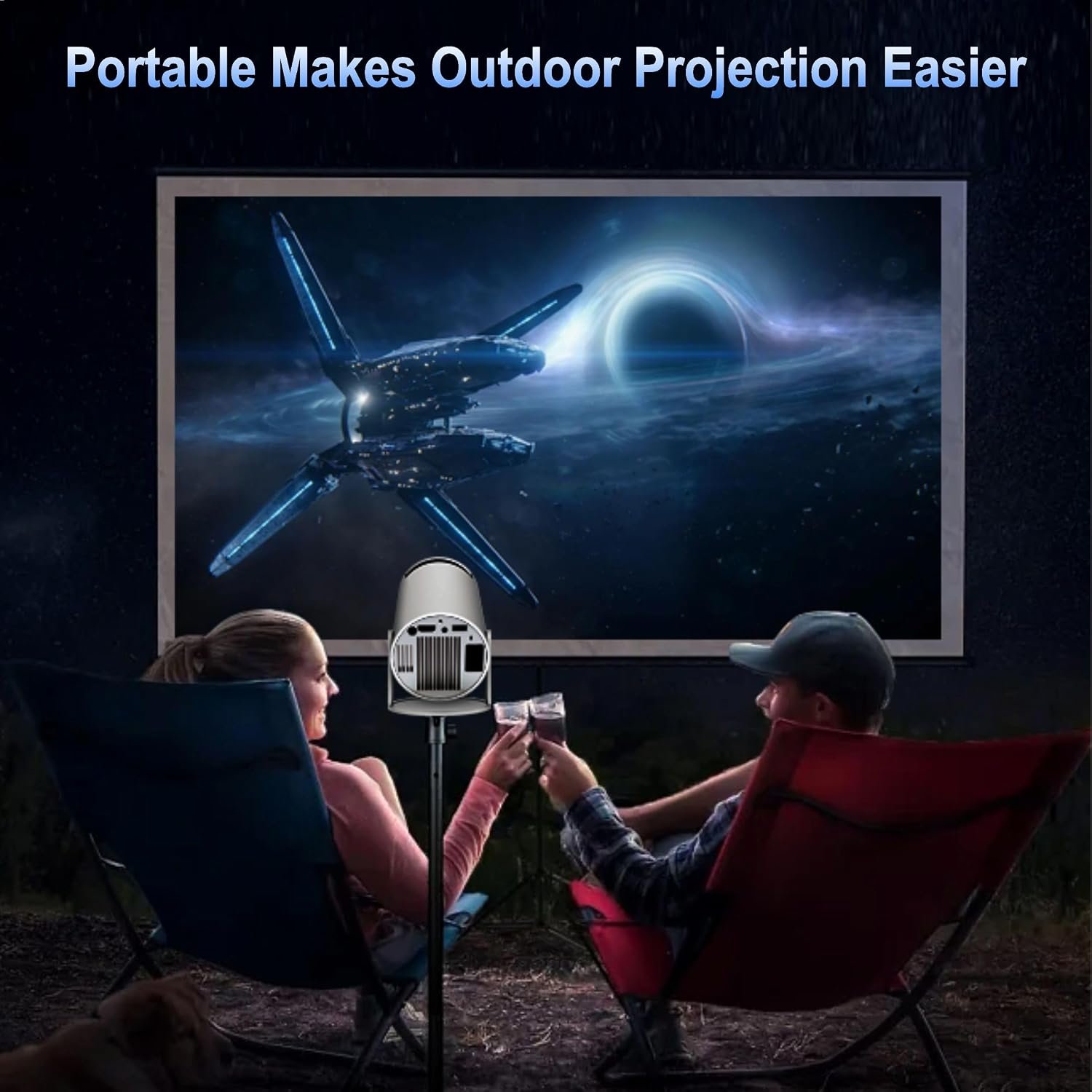 جهاز بروجكتور صغير محمول 4K 1080P FHD متوافق مع اندرويد 11 ونتفليكس يدعم واي فاي 6، بلوتوث 5.0، دوران 180 درجة، جهاز بروجكتور للعرض المسرح المنزلي الصغير مع تصحيح تلقائي للانحراف - صورة 9
