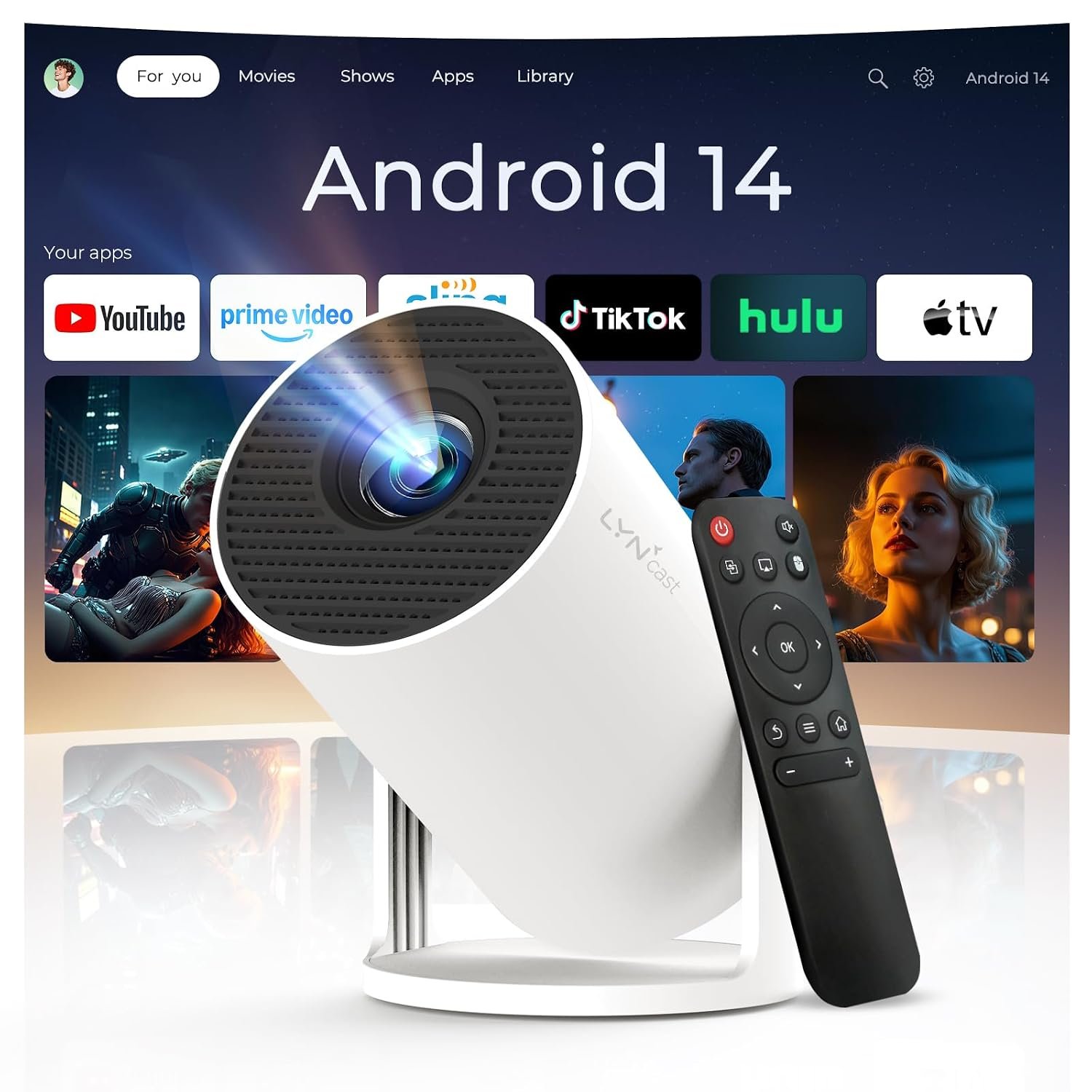 [تطبيقات مدمجة وترقية 2025] بروجكتور ذكي مزود بواي فاي 6 وبلوتوث 5.4، 1080 بيكسل 4K عالي الدقة HD، تصحيح انحراف تلقائي 360 درجة، سينما محمولة صغيرة لنظامي iOS/أندرويد. - صورة 10