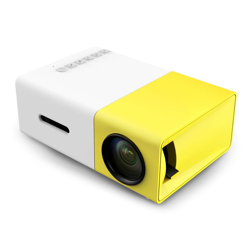 جهاز بروجيكتور محمول صغير ال سي دي مع منافذ USB/اس دي/ايه في/HDMI، اصفر، YG-300، 320 x 240