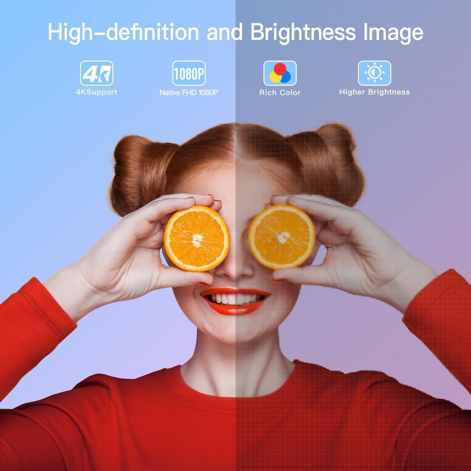 جهاز عرض ذكي محمول بتقنية الذكاء الاصطناعي اوتو فوكاس كيستون 26000 لتر 1080P بدقة 4K يدعم السينما المنزلية الخارجية مع حامل ثلاثي القوائم لأجهزة iOS واندرويد وتي في ستيك - صورة 5