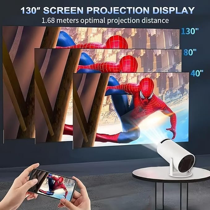 جهاز عرض صغير محمول 4K 1080P FHD يدعم اندرويد 11 ونتفليكس - واي فاي 6، بلوتوث 5.0، دوران 180 درجة، جهاز عرض مسرح منزلي صغير مع تصحيح انحراف تلقائي - صورة 11