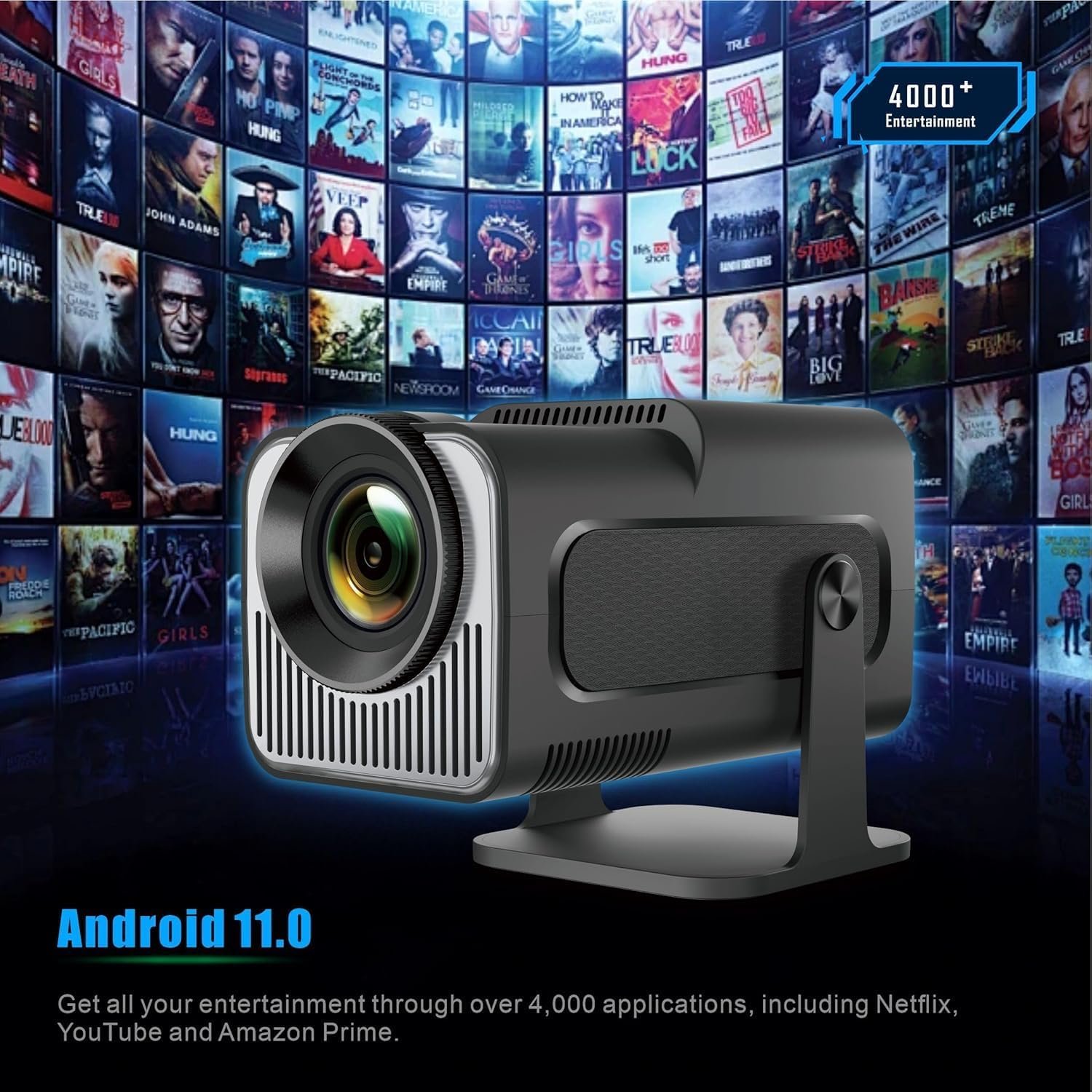 جهاز عرض صغير محمول، 4K 1080P FHD، يدعم جهاز عرض الفيديو، واي فاي 5G بلوتوث 5.0، جهاز عرض سينما قابل للدوران 180 درجة، اندرويد 11، متوافق مع تي في ستيك/ويندوز للاطفال والكبار. PX5 - صورة 3