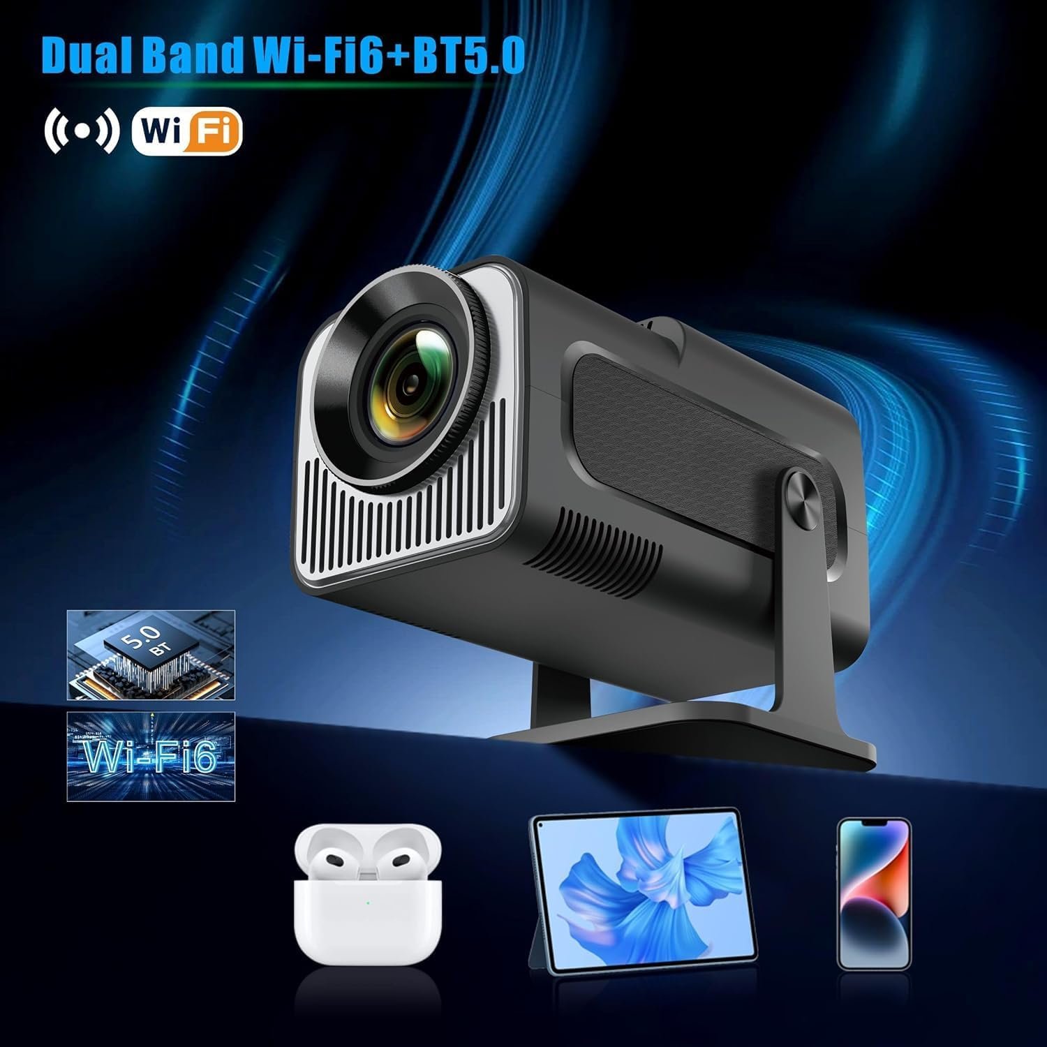 جهاز عرض صغير محمول، 4K 1080P FHD، يدعم جهاز عرض الفيديو، واي فاي 5G بلوتوث 5.0، جهاز عرض سينما قابل للدوران 180 درجة، اندرويد 11، متوافق مع تي في ستيك/ويندوز للاطفال والكبار. PX5 - صورة 6