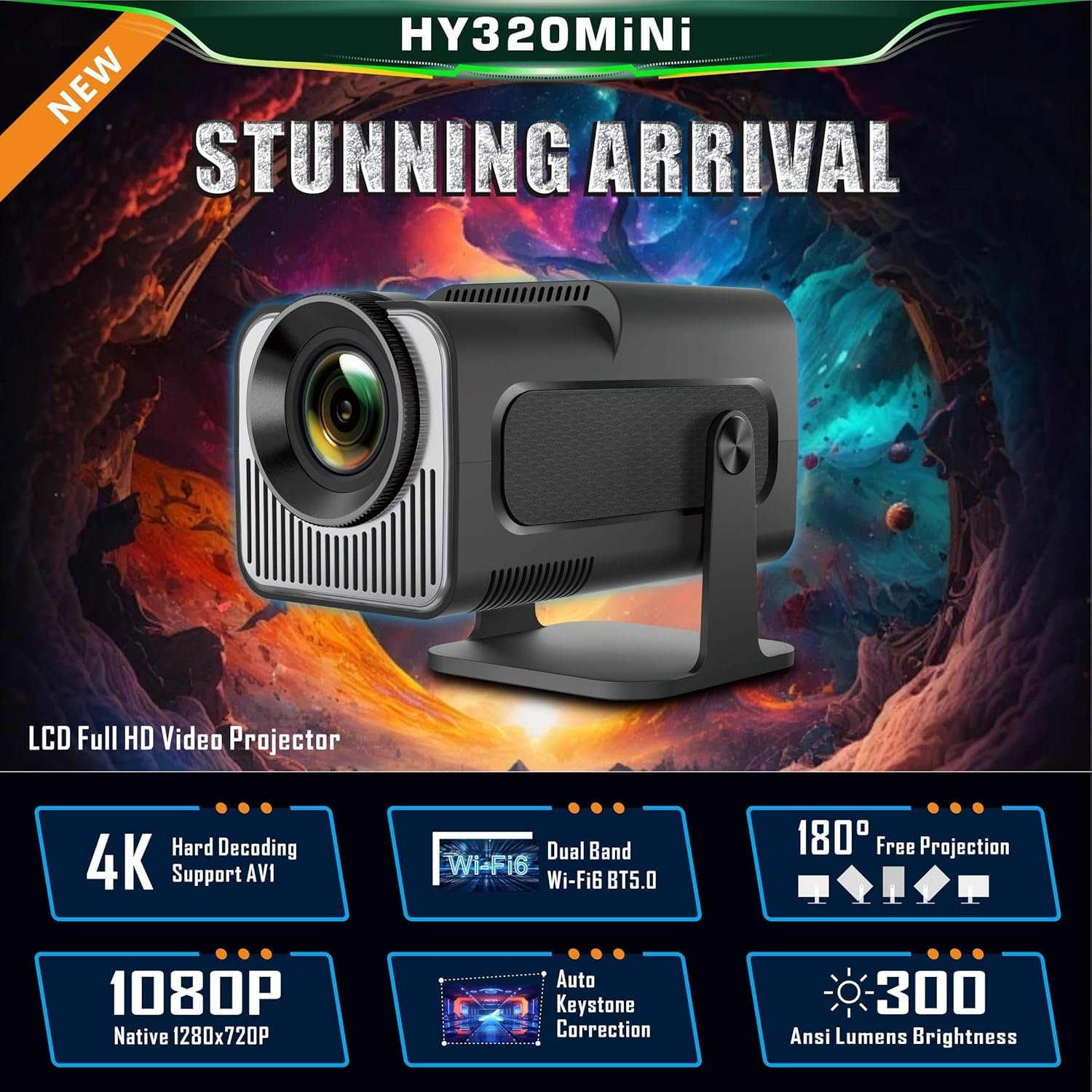 جهاز عرض صغير محمول، 4K 1080P FHD، يدعم جهاز عرض الفيديو، واي فاي 5G بلوتوث 5.0، جهاز عرض سينما قابل للدوران 180 درجة، اندرويد 11، متوافق مع تي في ستيك/ويندوز للاطفال والكبار. PX5 - صورة 11