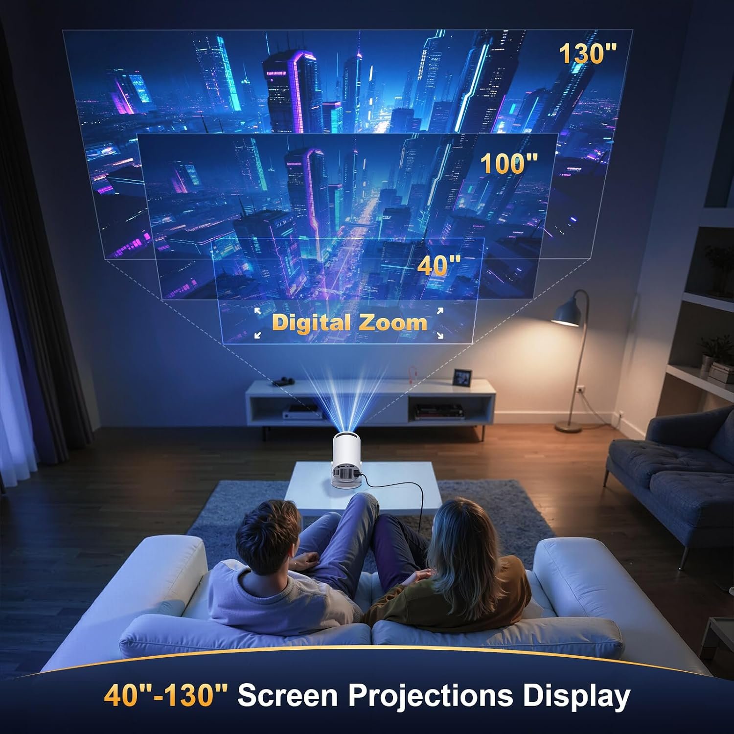 جهاز عرض صغير يدعم دقة 4K وFHD بنظام أندرويد 11 مع واي فاي 6 مزدوج النطاق وبلوتوث 5.2، جهاز عرض سينما منزلي/ جهاز عرض خارجي للموبايل، جهاز عرض ذكي للفيديو مع قدرة دوران 180 درجة... - صورة 6