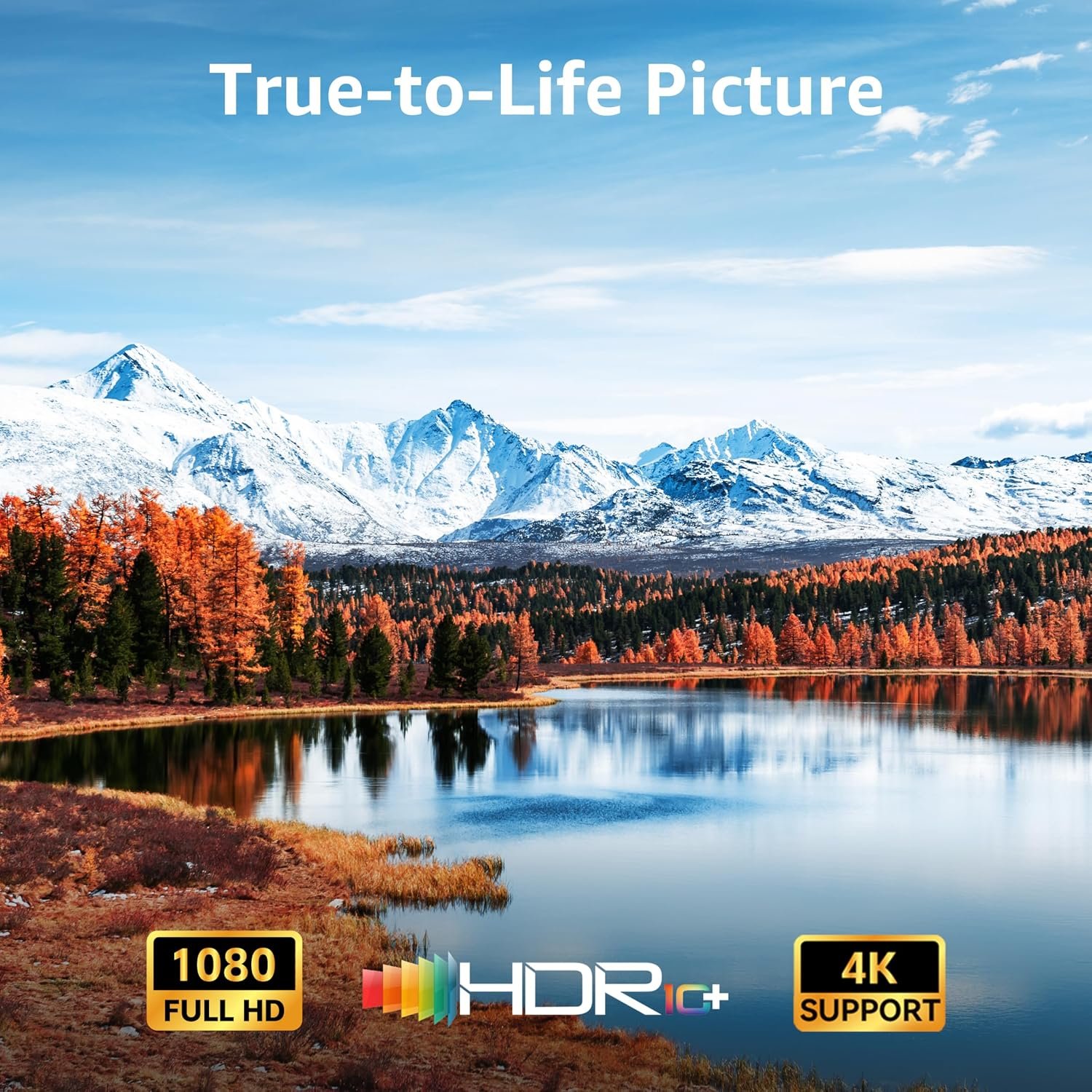 جهاز عرض 4K من بولوتش مع واي فاي وبلوتوث، جهاز عرض ذكي مع تركيز تلقائي وتحكم صوتي، اكثر من 10000 تطبيق للافلام والمسرح المنزلي، جهاز عرض صغير محمول للاماكن الداخلية والخارجية... - صورة 2