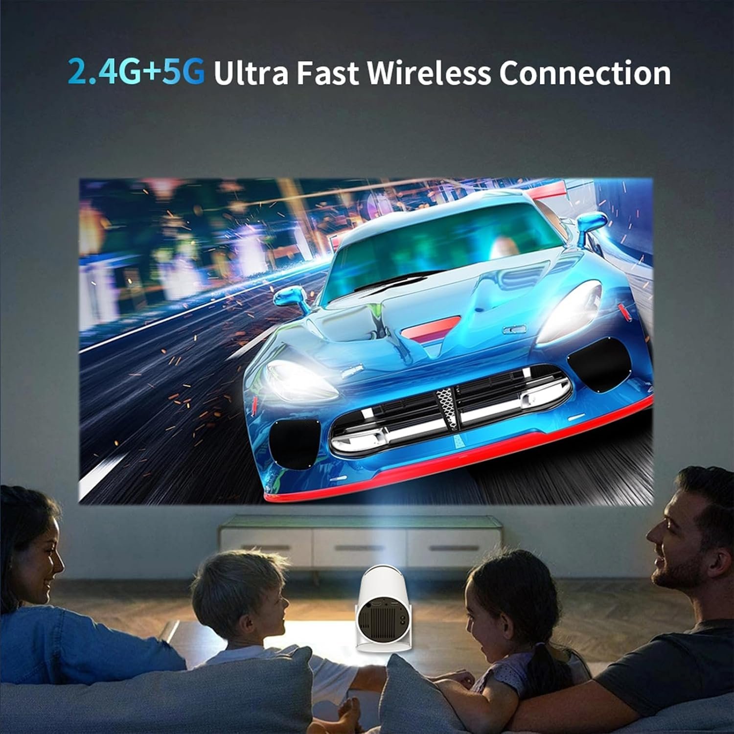 جهاز عرض صغير محمول HY300، 4K/200 ANSI مع واي فاي 2.4/5G وبلوتوث تصحيح الانحراف التلقائي، شاشة 40-130 انش، انقلاب 180 درجة، اندرويد 11.0، تصميم دائري (ابيض)، استاراما، 1280 x 720 - صورة 2