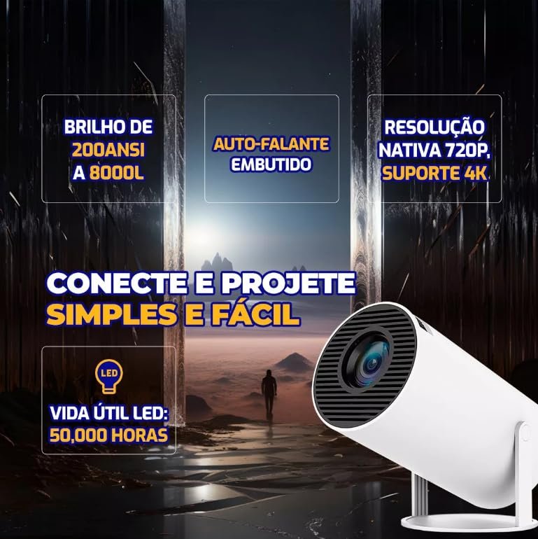 جهاز عرض صغير محمول HY300 يدعم شبكة الجيل الخامس 5G واي فاي 6 وبلوتوث 5.0 واندرويد 11، يدعم دقة 4K و1080 وFHD، سطوع 8000 لومن، متوافق مع الموبايلات، إضاءة ليد وتصحيح تلقائي... - صورة 9