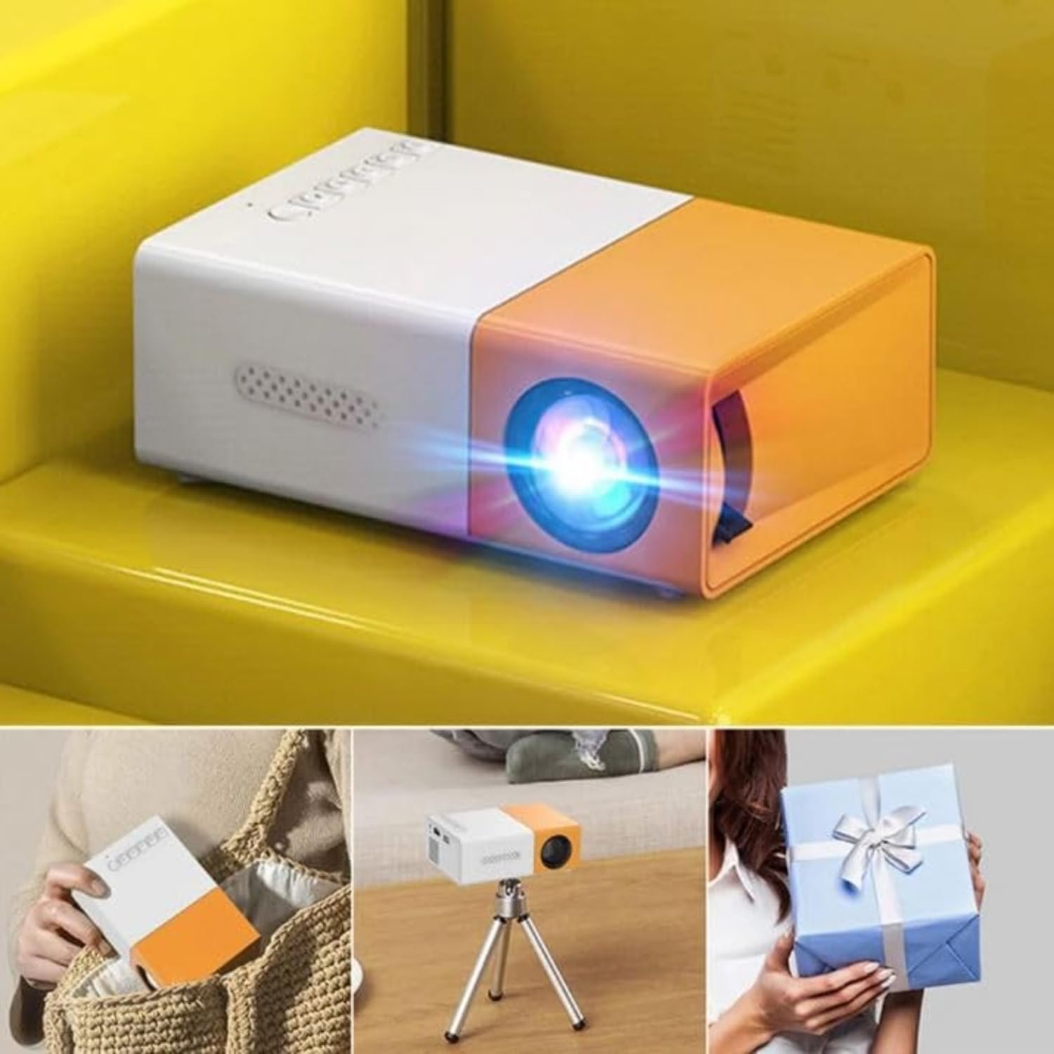 جهاز بروجيكتور صغير محمول ذكي YG-300 جهاز عرض مسرح منزلي يدعم دقة 4K و720P مع منفذ USB وجهاز تحكم، متوافق مع الموبايل واللاب توب وتي في ستيك - صورة 2