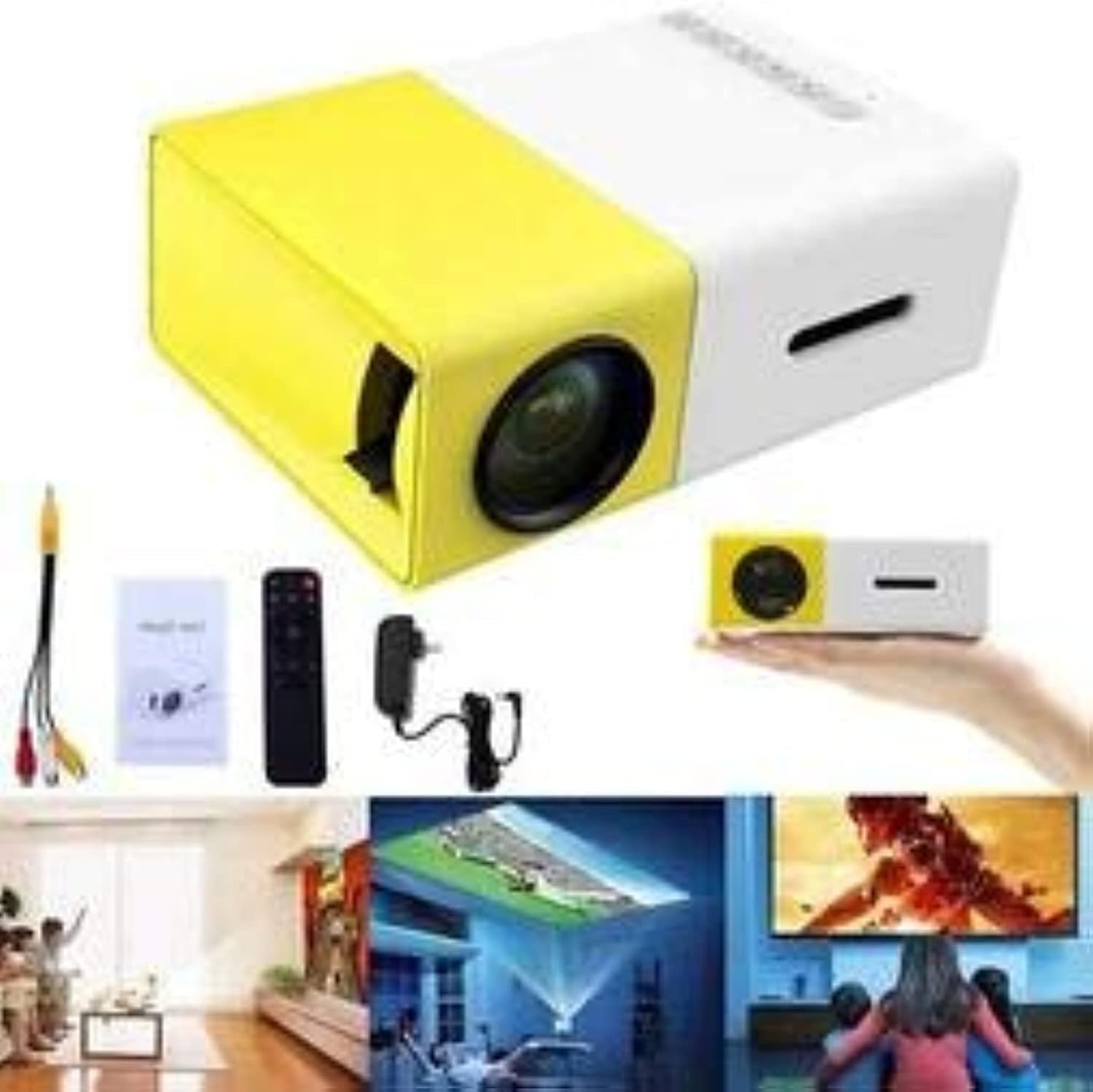 جهاز عرض بروجيكتور ال اي دي محمول صغير بشاشة LCD بدقة 1080 بكسل للسينما المنزلية - YG-300 - صورة 2
