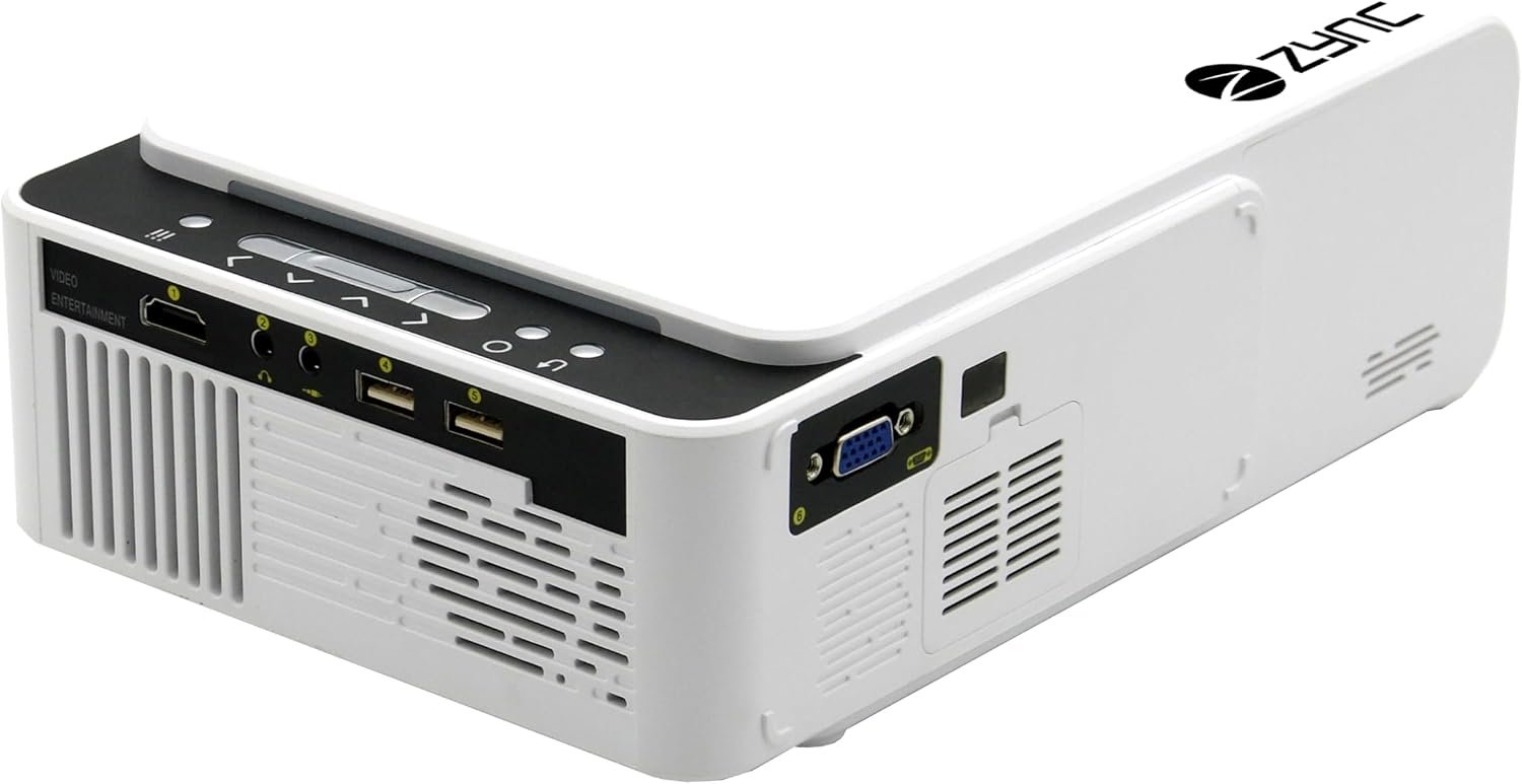 جهاز عرض LED تي 6 × واي فاي بدقة 1080 بكسل FHD مع يوتيوب مدمج من زينك - يدعم وhdmi وvga وav وusb وميراكاست صغير محمول (3200 لومن) - صورة 2