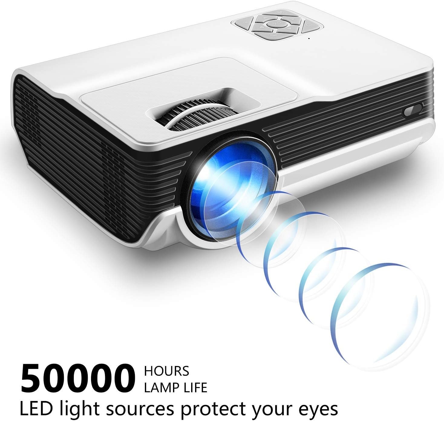 جهاز بروجكتورLED عالي الدقة 4600lux من فنلايتس بجودة 1080P بشاشة عرض 200 بوصة لمدة 5000 ساعة متوافق مع تحكم عن بعد فاير تي في ستيك وبلاي ستيشن 4 ومنافذ HDMI VGA AV and USB 1280... - صورة 3