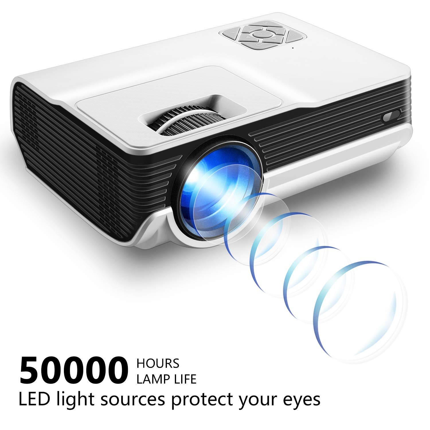 جهاز بروجكتورLED عالي الدقة 4600lux من فنلايتس بجودة 1080P بشاشة عرض 200 بوصة لمدة 5000 ساعة متوافق مع تحكم عن بعد فاير تي في ستيك وبلاي ستيشن 4 ومنافذ HDMI VGA AV and USB 1280... - صورة 8