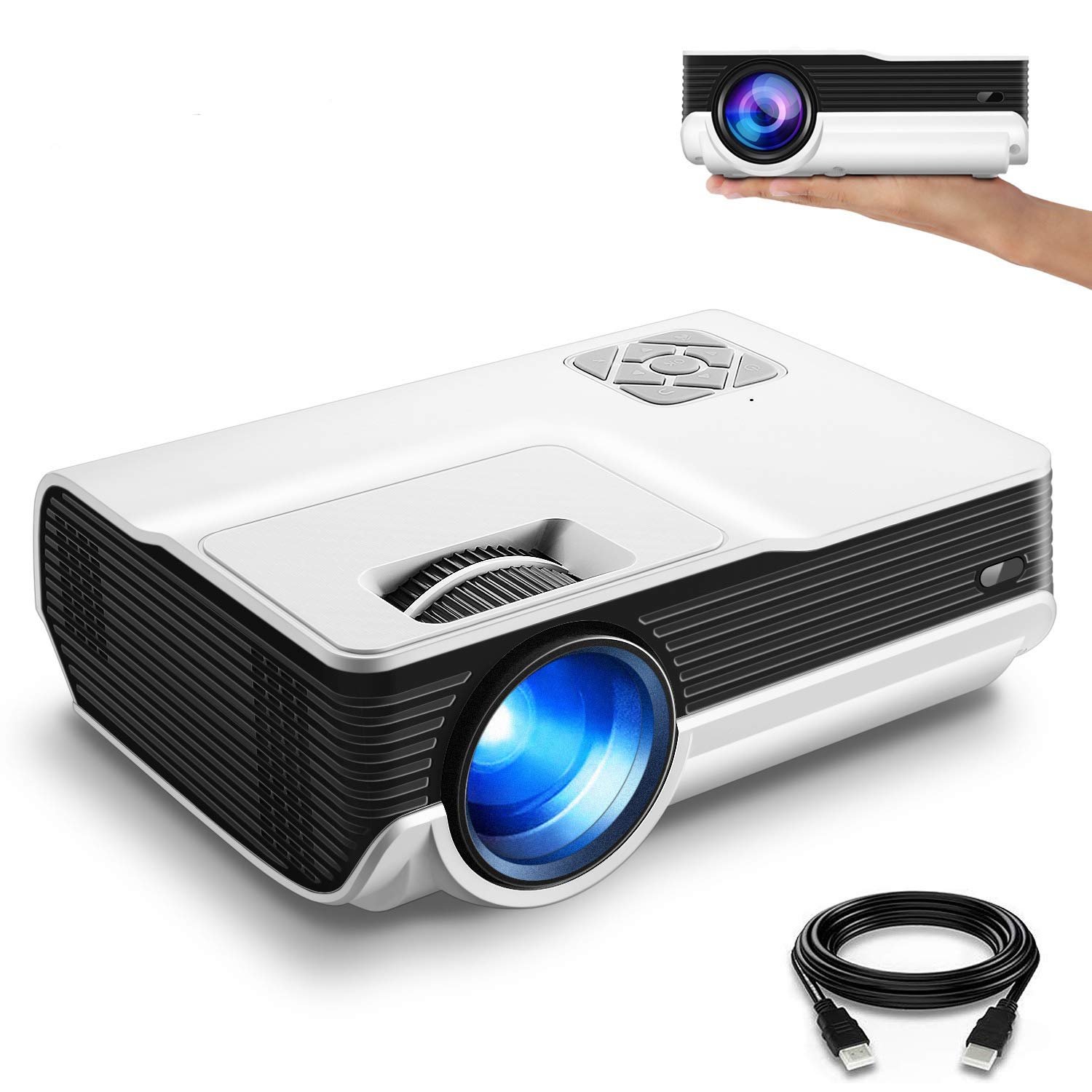 جهاز بروجكتورLED عالي الدقة 4600lux من فنلايتس بجودة 1080P بشاشة عرض 200 بوصة لمدة 5000 ساعة متوافق مع تحكم عن بعد فاير تي في ستيك وبلاي ستيشن 4 ومنافذ HDMI VGA AV and USB 1280... - صورة 6