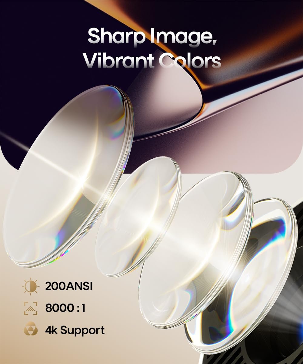 جهاز عرض واي فاي صغير محمول 5G يدعم دقة 4K و1080P، 8000 لومن، جهاز دوار اندرويد 11 مع تصحيح الانحراف - صورة 3