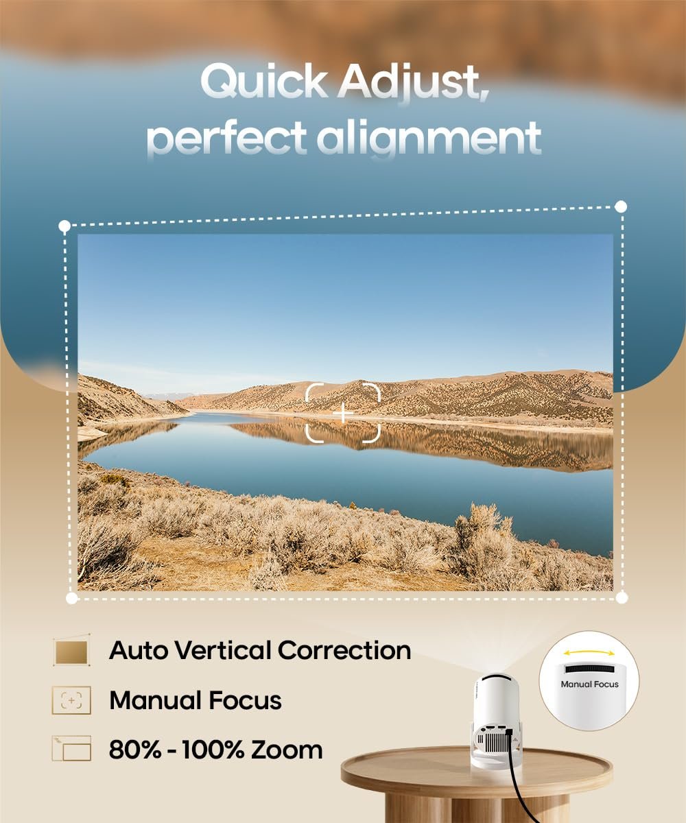 جهاز عرض واي فاي صغير محمول 5G يدعم دقة 4K و1080P، 8000 لومن، جهاز دوار اندرويد 11 مع تصحيح الانحراف - صورة 4