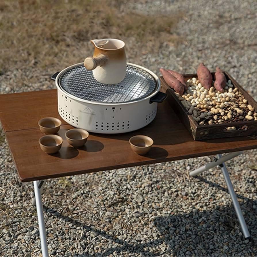 Camping Charcoal BBQ - Multi-purpose portable grill with dense mesh for healthy smoke-free cooking, lightweight and efficient design suitable for outdoor picnics and travel... - صورة 7