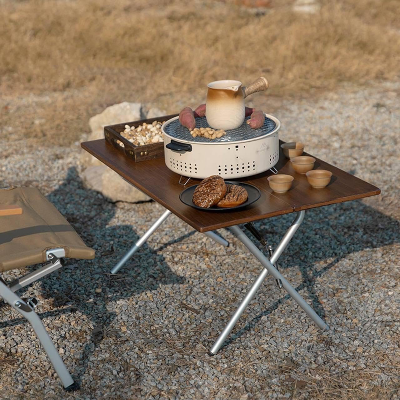 Lightweight Grill - Portable multi-purpose charcoal BBQ with dense mesh for smoke-free healthy cooking, designed for easy transport during outdoor picnics and camping activities... - صورة 4
