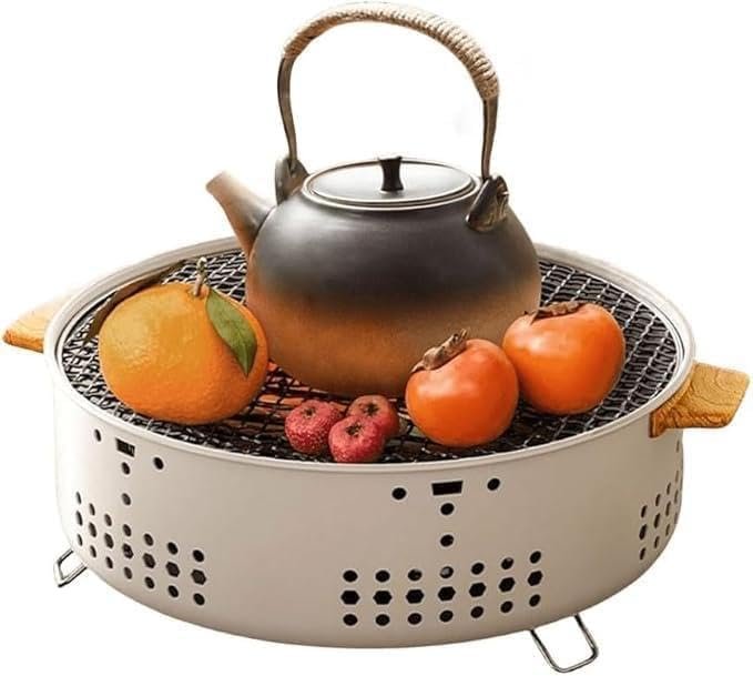 BBQ Rack - Multifunctional mini round charcoal grill stand for outdoor camping and home use. Portable barbecue stove designed for grilling steaks and meats efficiently. Compact... - صورة 3