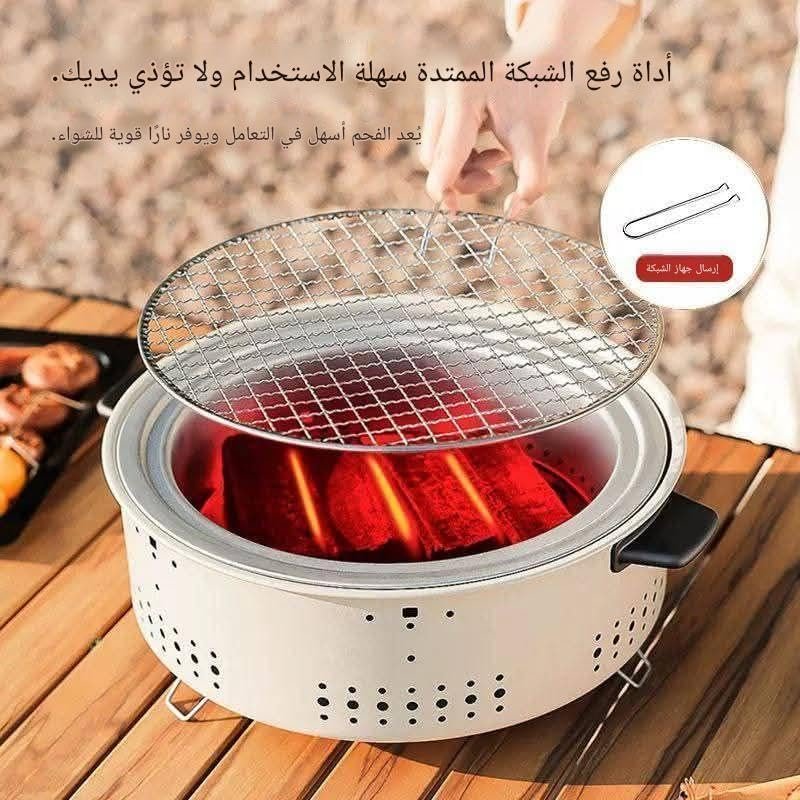 Charcoal Stove - Mini round BBQ stand for portable outdoor camping and home party cooking. Multifunctional meat steak grilled rack ensures efficient heat retention. Durable... - صورة 4