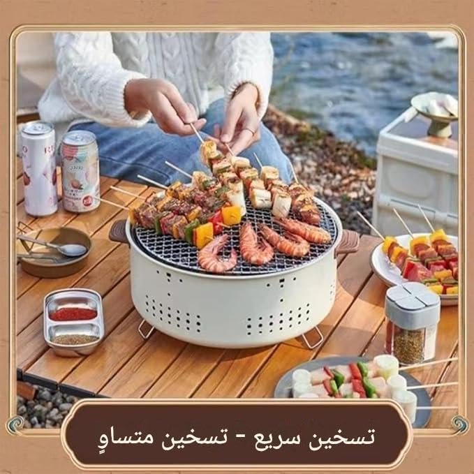 Charcoal Stove - Mini round BBQ stand for portable outdoor camping and home party cooking. Multifunctional meat steak grilled rack ensures efficient heat retention. Durable... - صورة 8